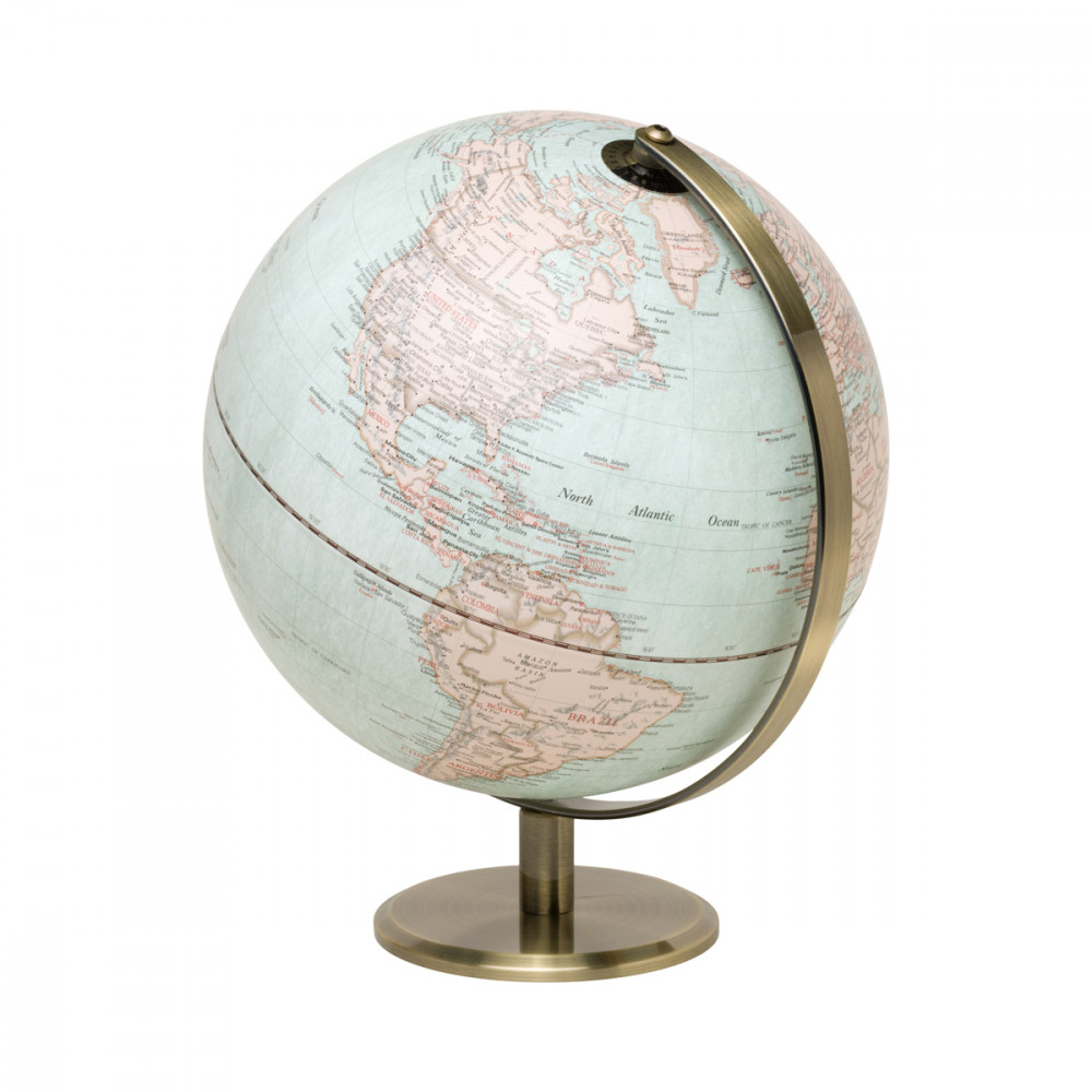Globe terrestre 30 cm antique lumineux textes en français COLOMBO