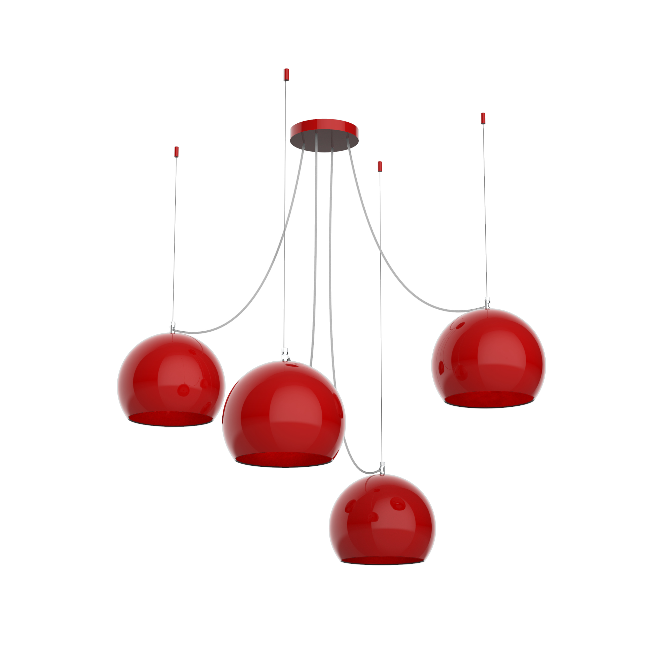 Suspension métal rouge brillant