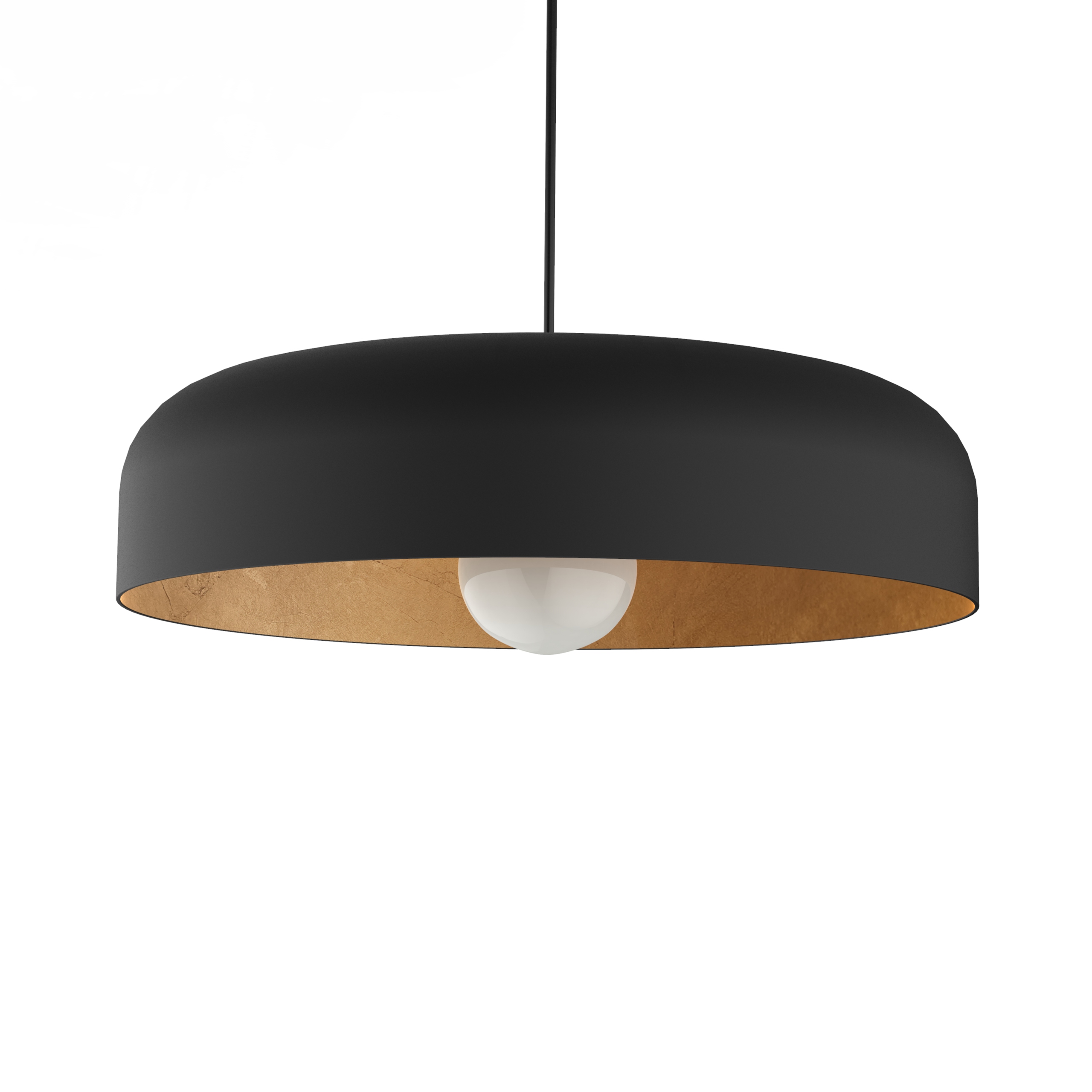 Suspension métal noir mat et feuille d&rsquo;or interne 40cm