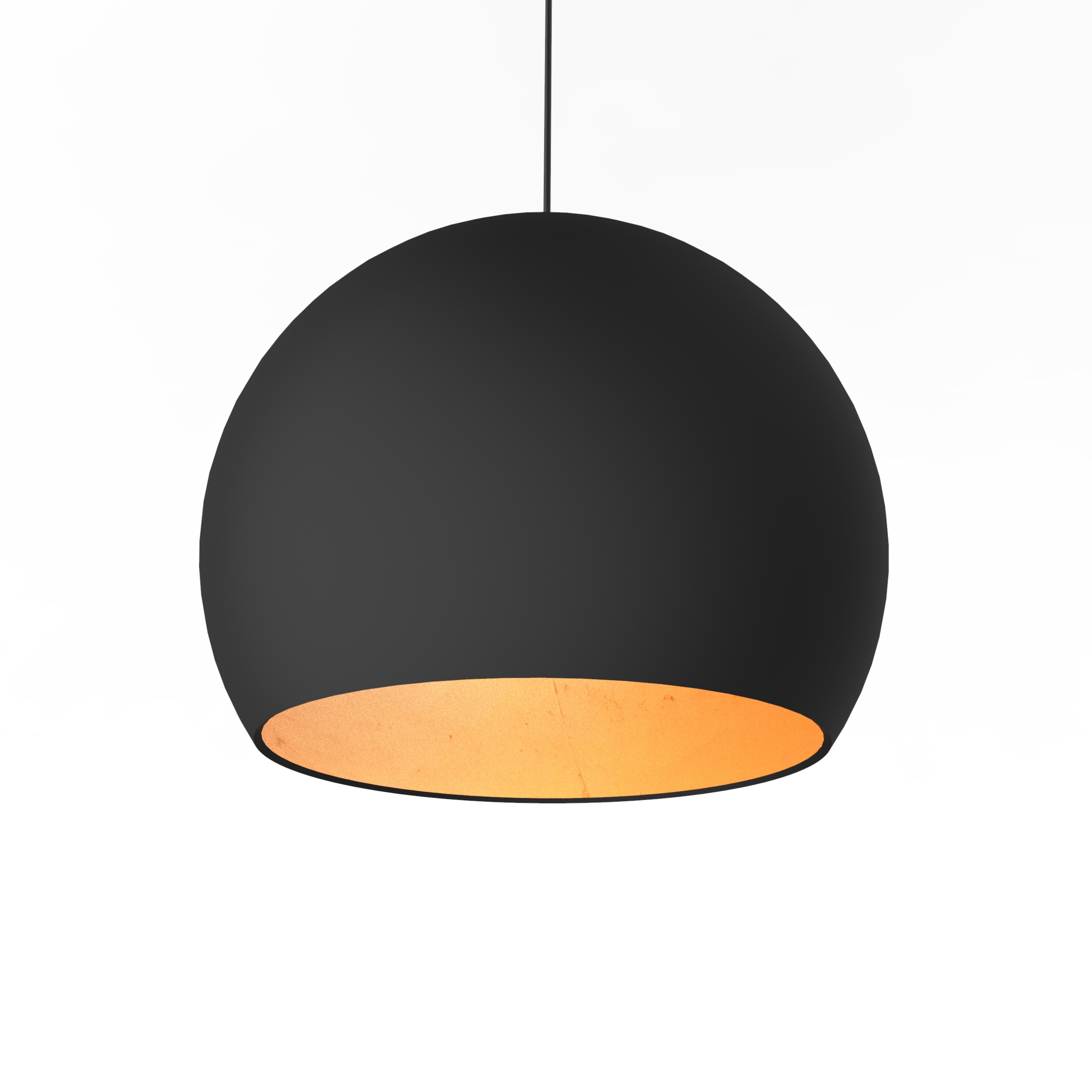 Suspension métal noir mat et feuille cuivre interne 40cm