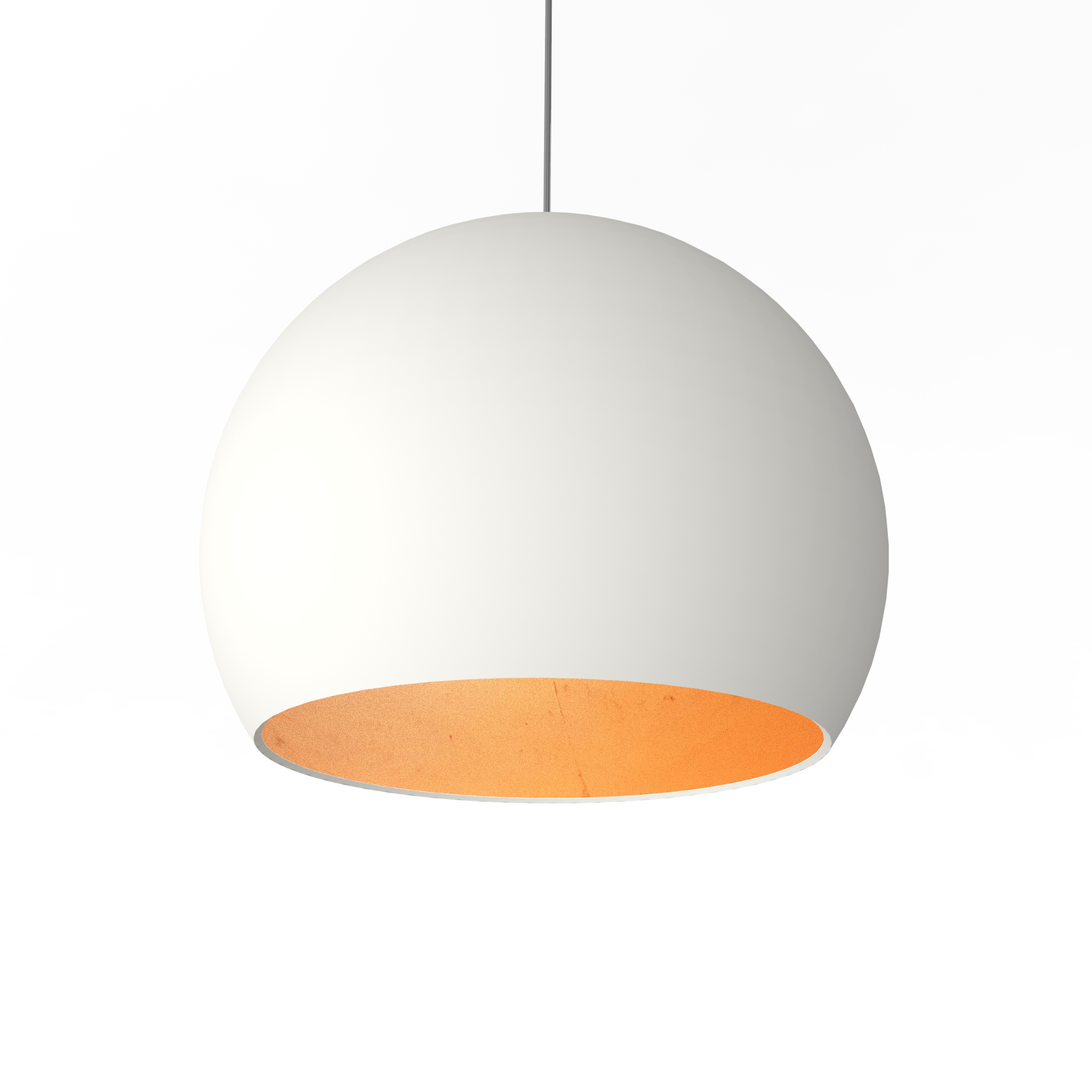 Suspension métal blanc mat et feuille cuivre interne 40cm