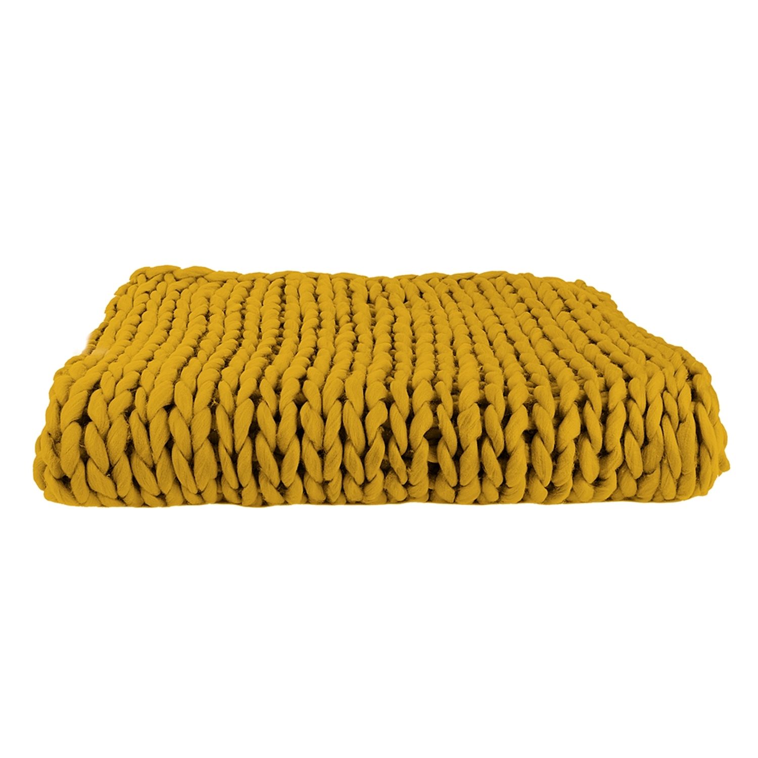 plaid grosse maille en acrylique 150x120 cm jaune