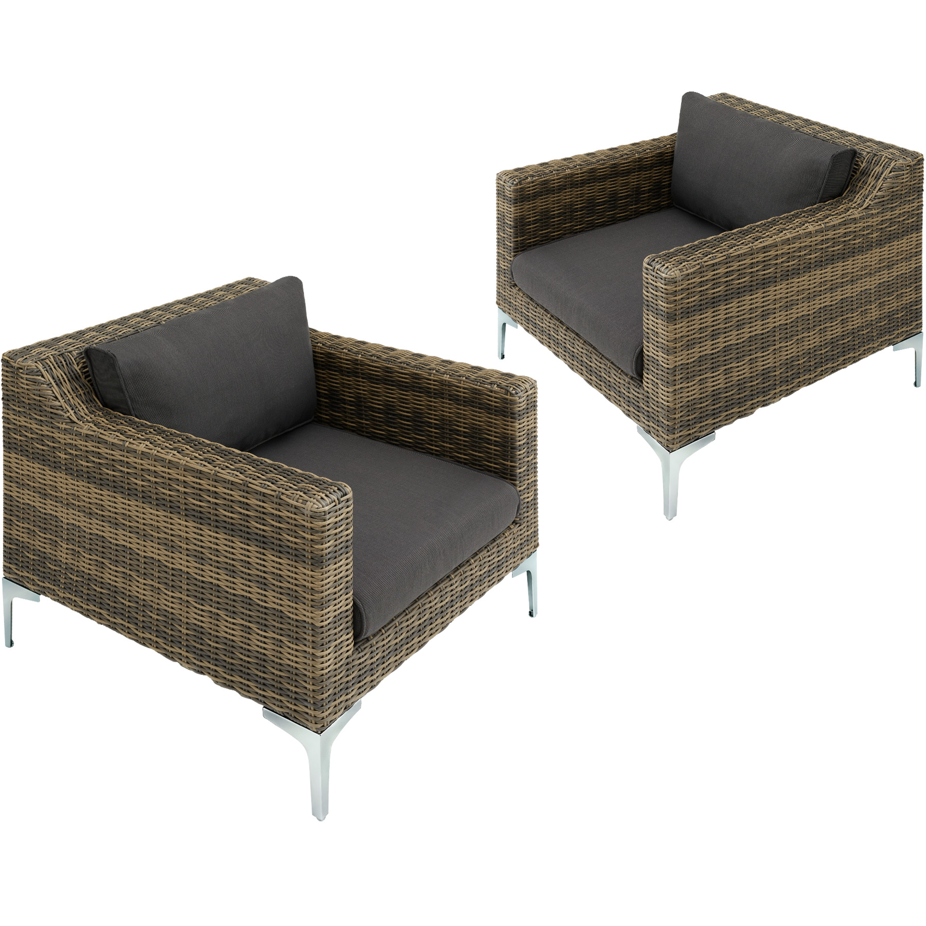 Ensemble salon de jardin modulable en rotin 2 Fauteuils structure en