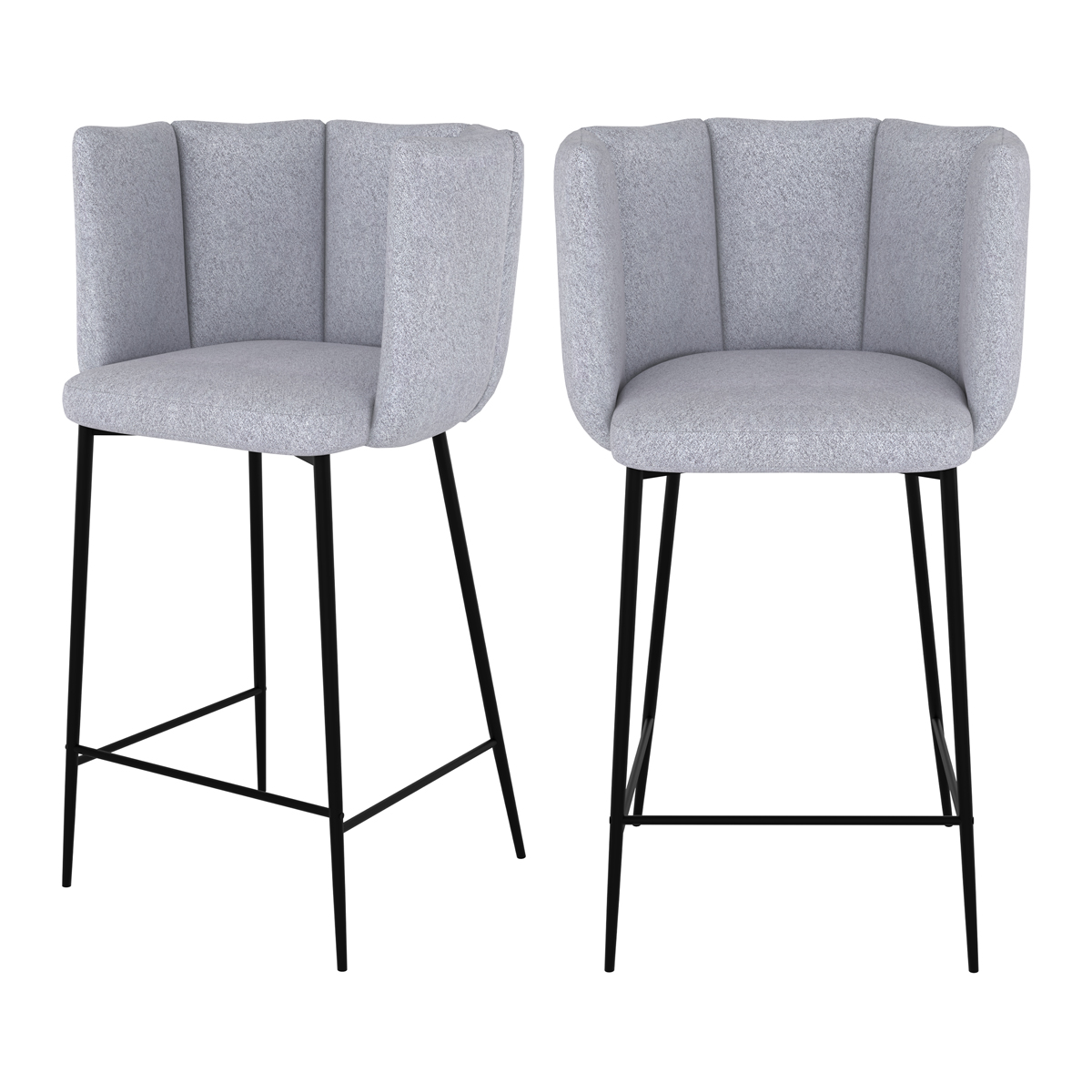 Chaise pour îlot central 67 cm en tissu gris clair (lot de 2)