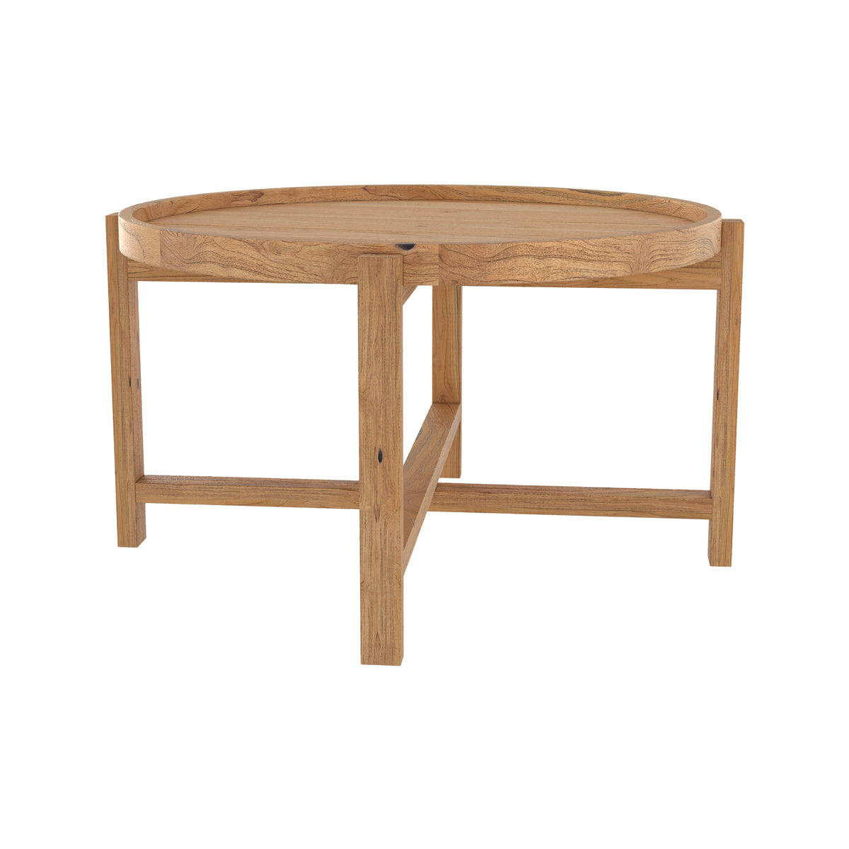 Table basse ronde en bois de teck recyclé D70 cm