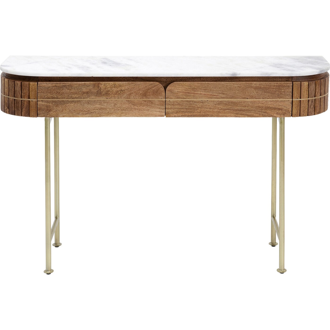 Console en manguier massif et marbre blanc