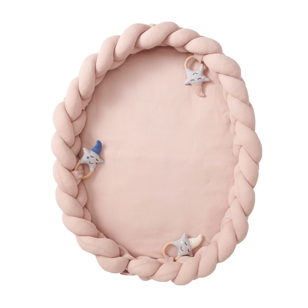 Tour de lit bébé coton tressé rose 90 cm