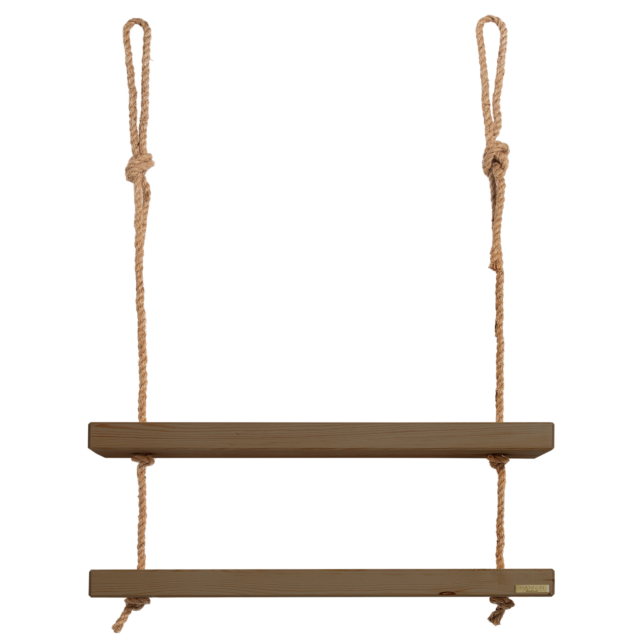 Etagère suspendue en bois couleur marron 2 étages 70 cm