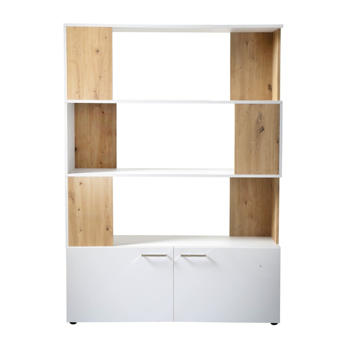Bibliothèque 3 étagères 2 portes – H163cm – Blanc