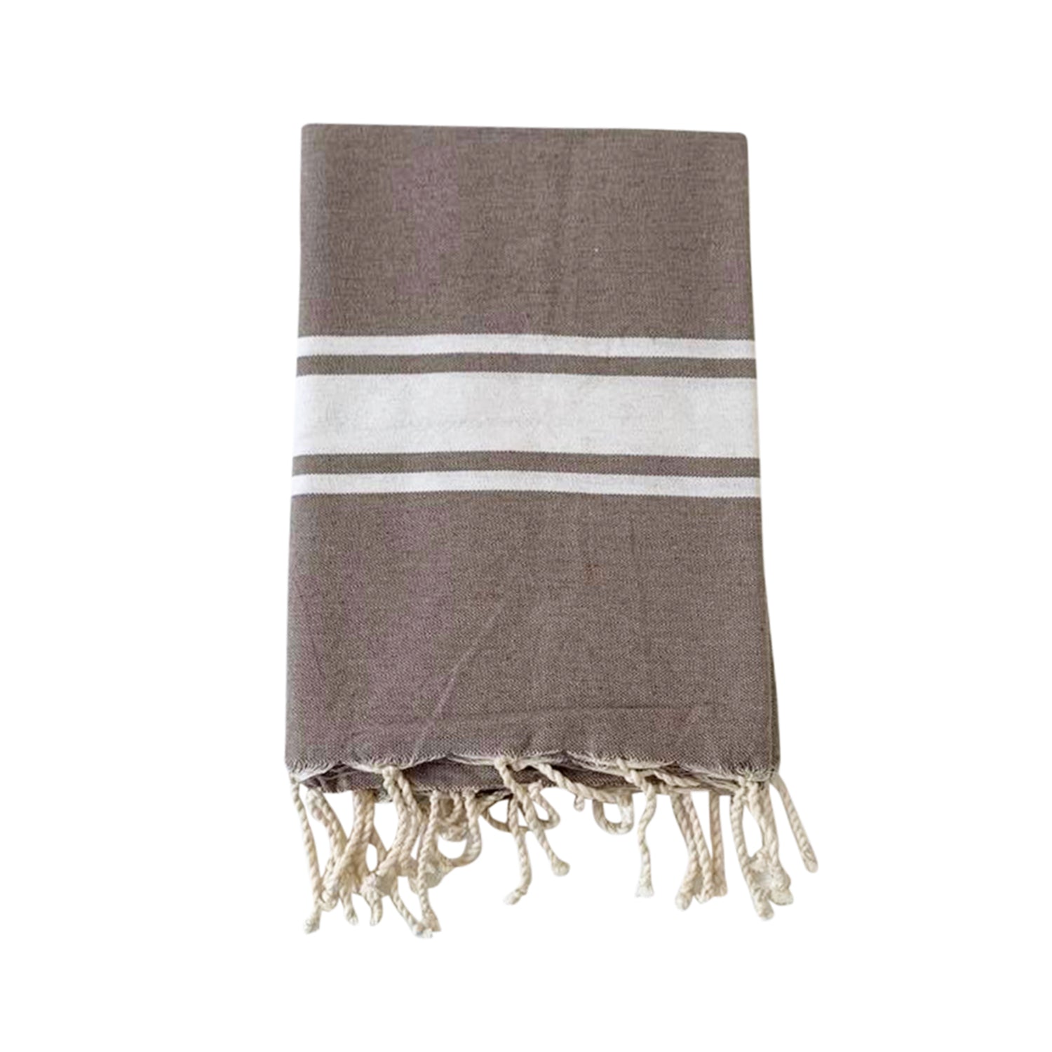 Fouta traditionnelle Kozo Taupe 200x200 190g/m²