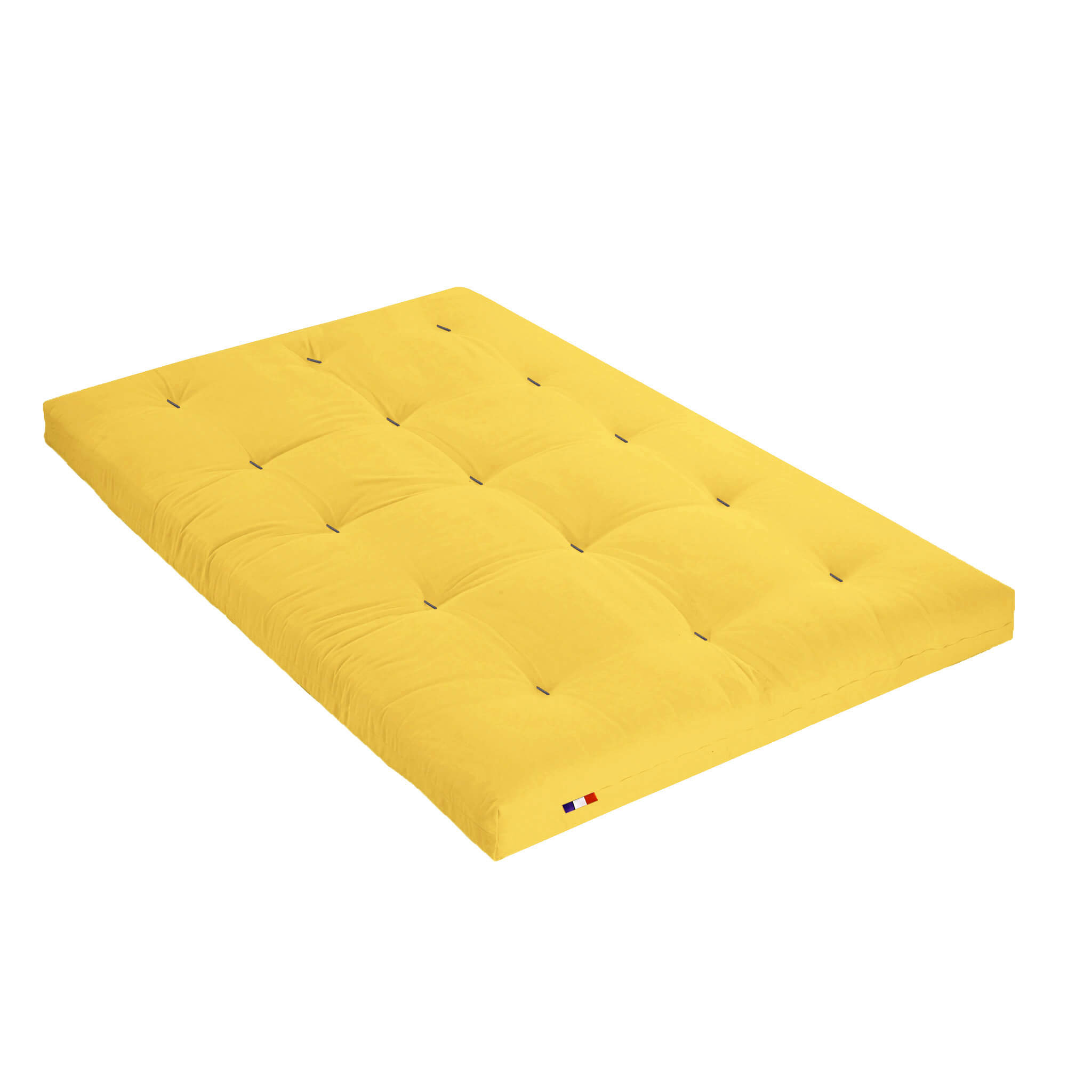futon coton + mousse mémoire anti-taches jaune 140x200