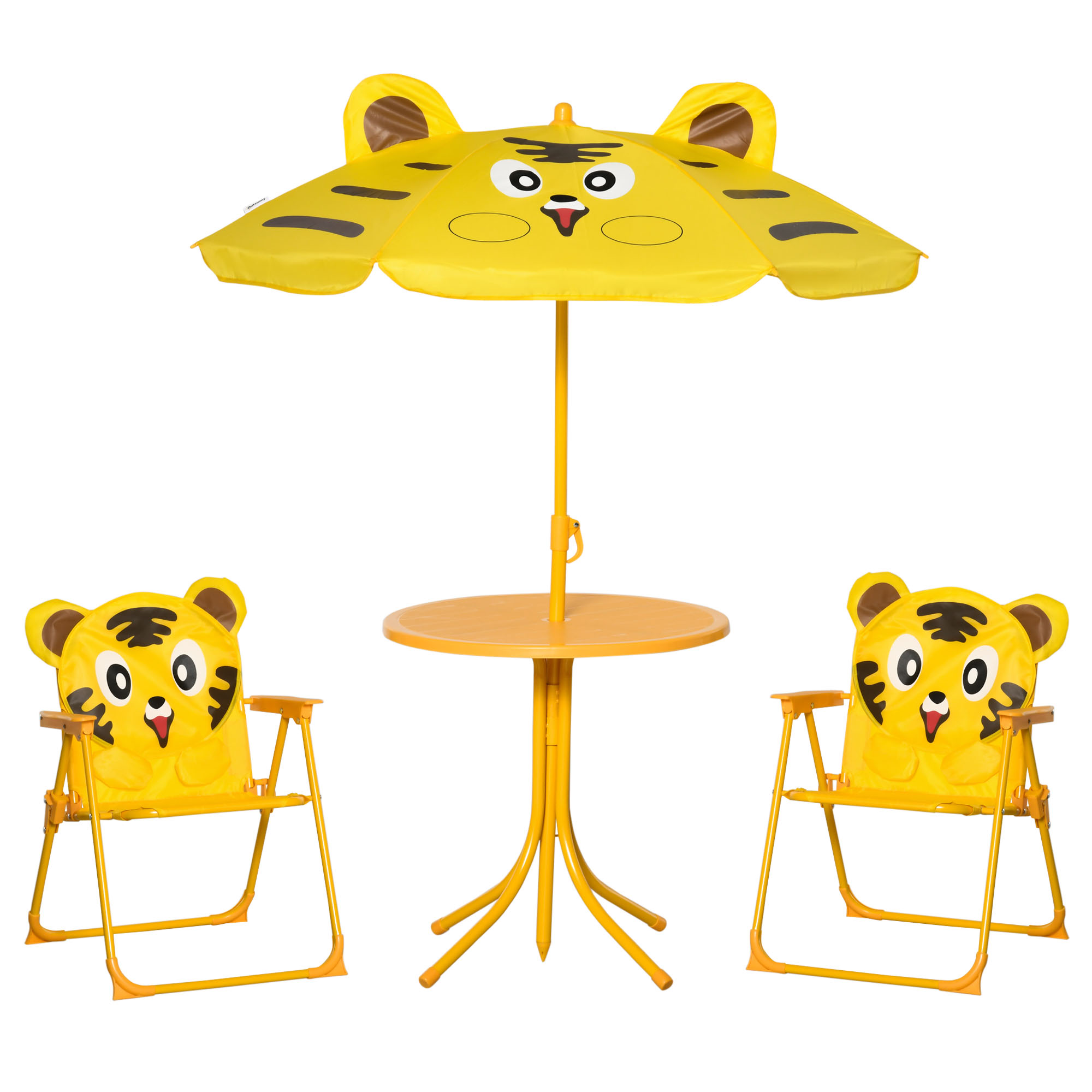 ensemble salon de jardin enfant 4 pièces design tigre jaune