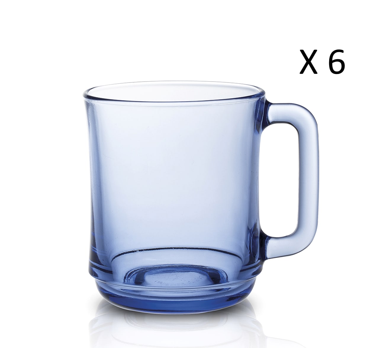 lot de 6 - mug 31 cl en verre trempé résistant teinté bleu marine