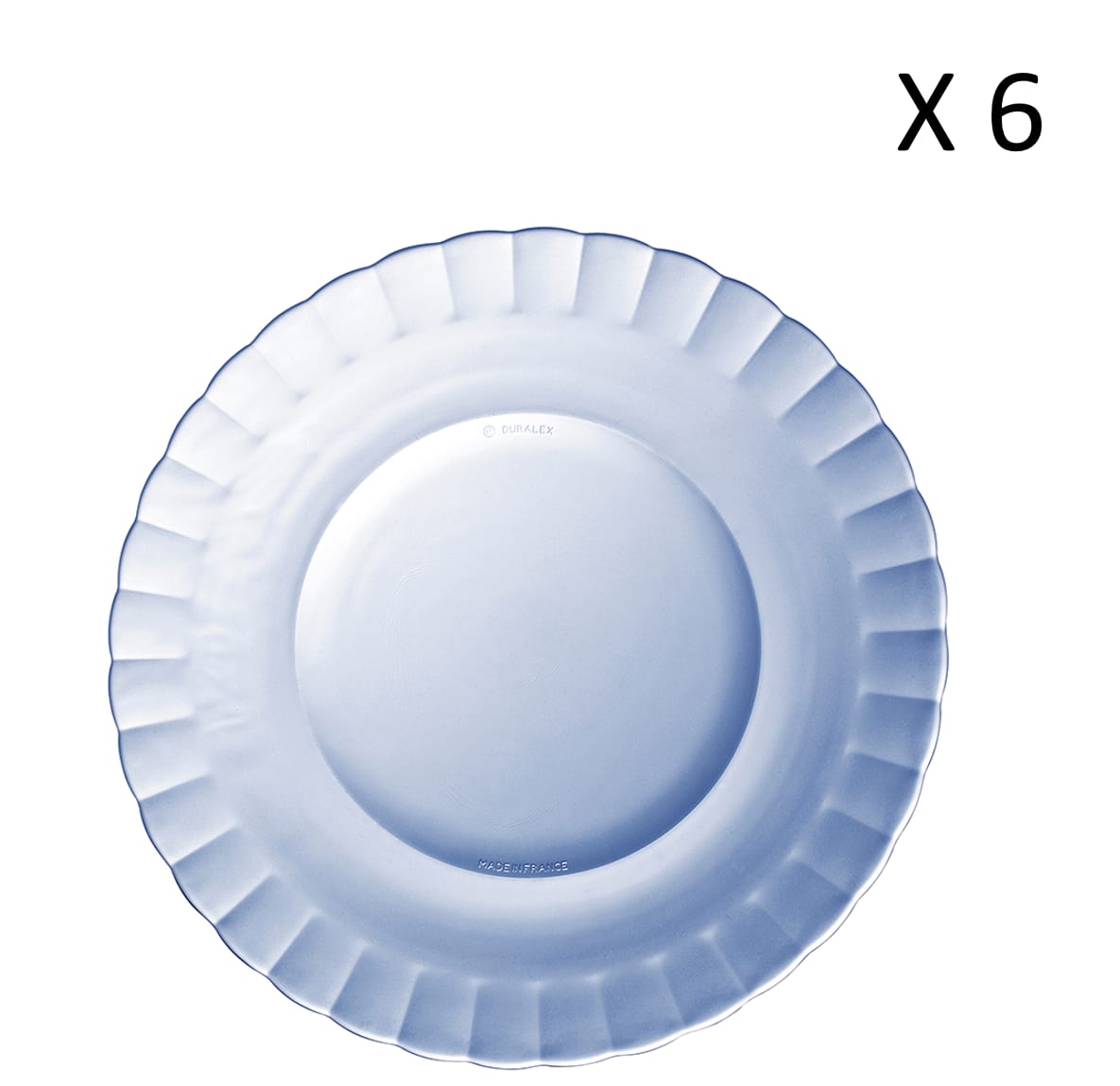lot de 6 - assiette plate ondulée en verre 23 cm teinté bleu marine