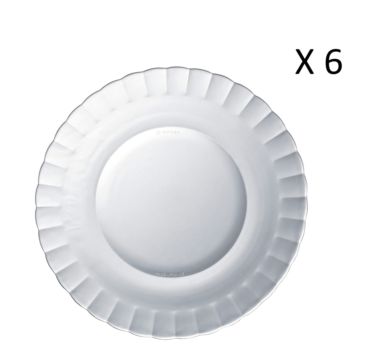 lot de 6 - assiette plate ondulée en verre 23 cm transparent
