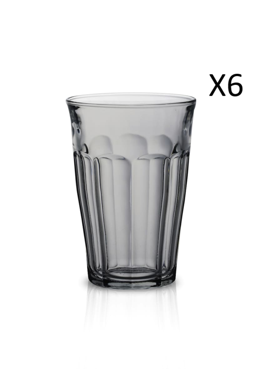 lot de 6 - verre à cocktail 36cl en verre trempé résistant teinté gris