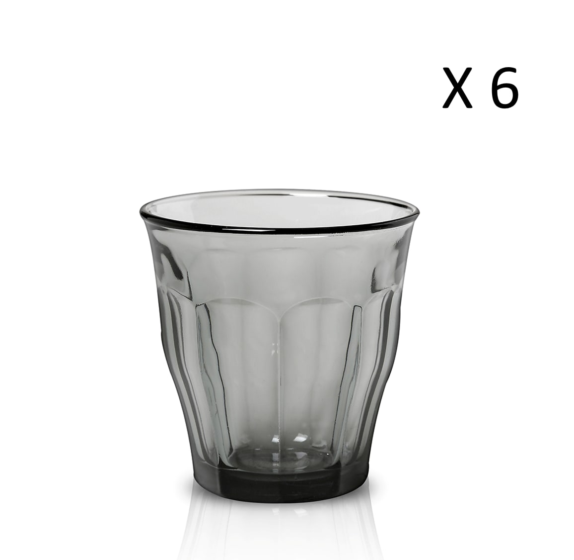 lot de 6 - verre à eau 25 cl en verre trempé résistant teinté gris