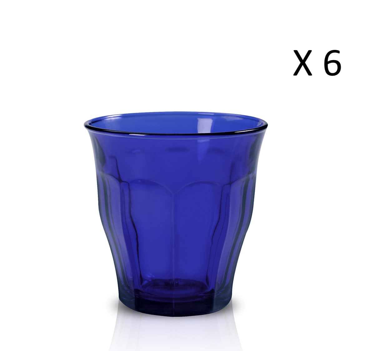 lot de 6-verre à eau 31cl en verre trempé résistant teinté bleu saphir