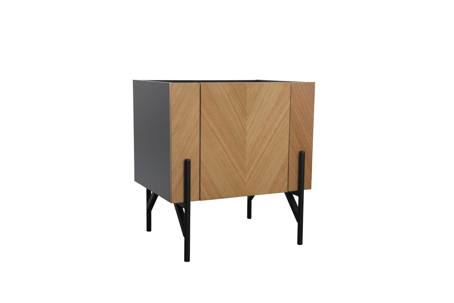Meuble d’appoint vintage bois clair avec placard