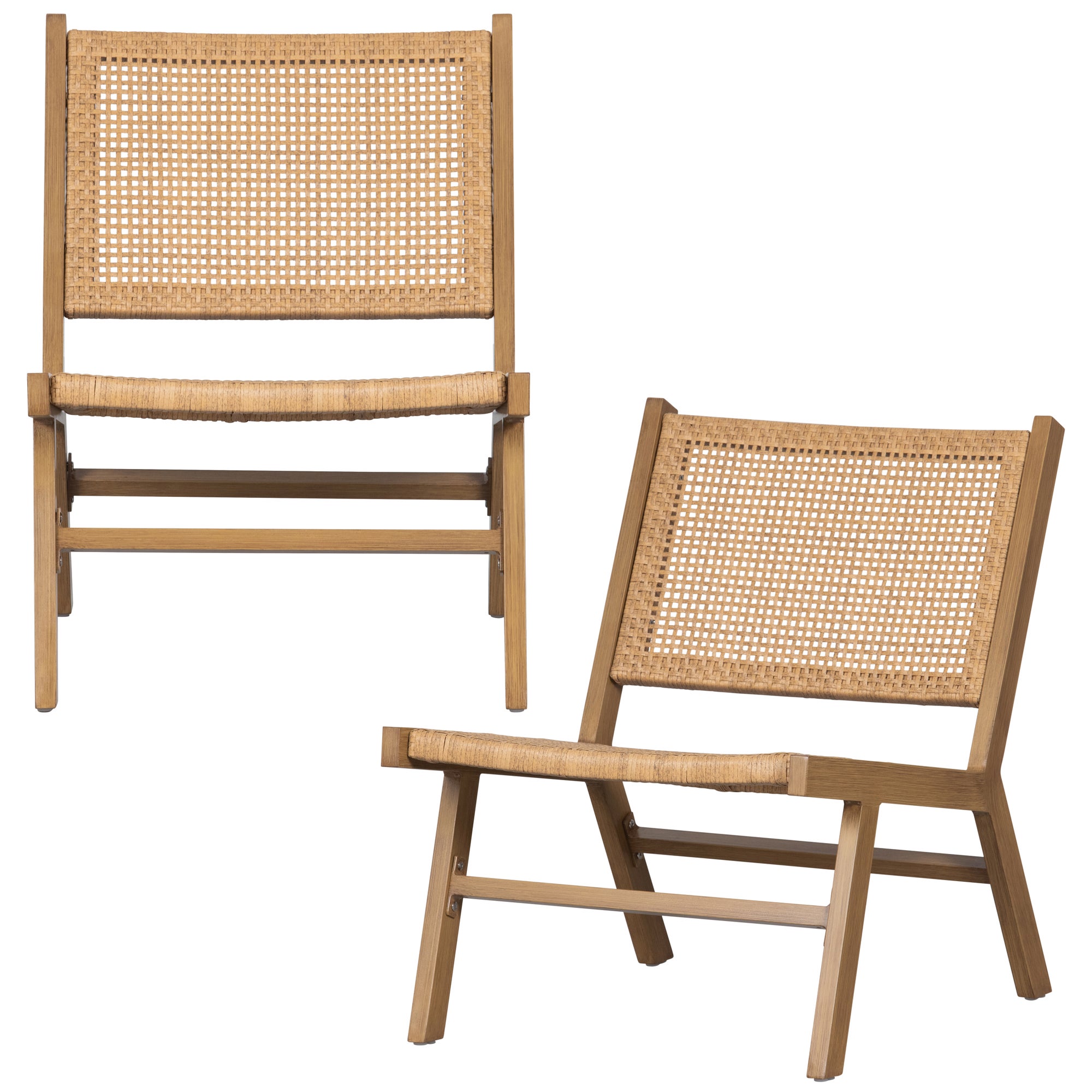 chaises de jardin en aluminium naturelle - lot de 2