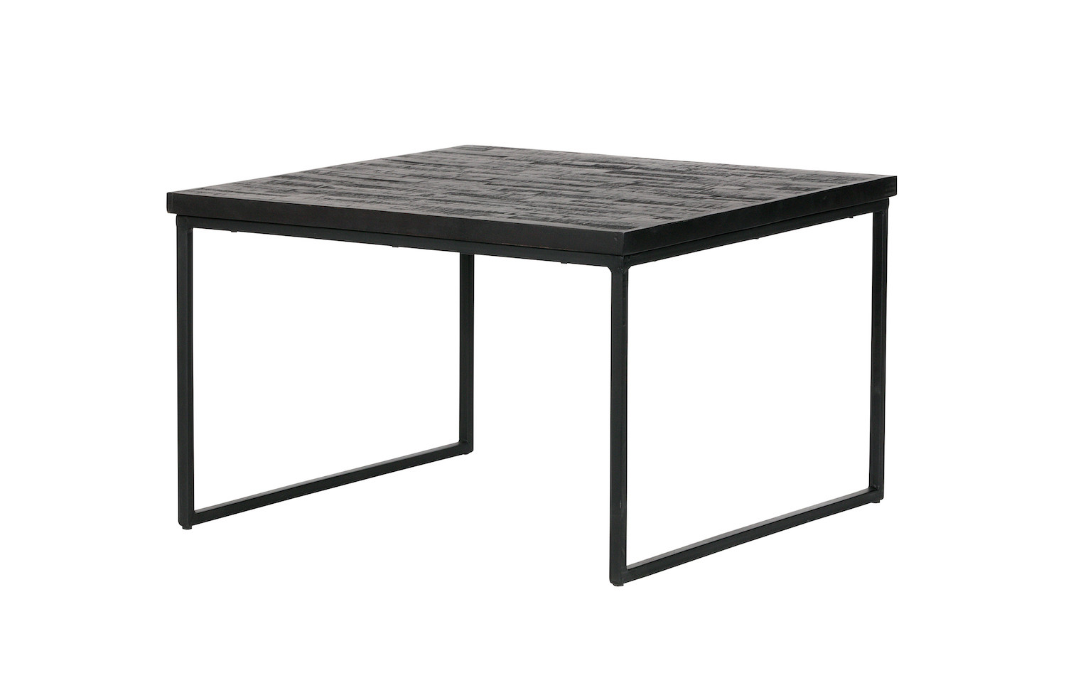 table d'appoint carrée en bois et métal noir