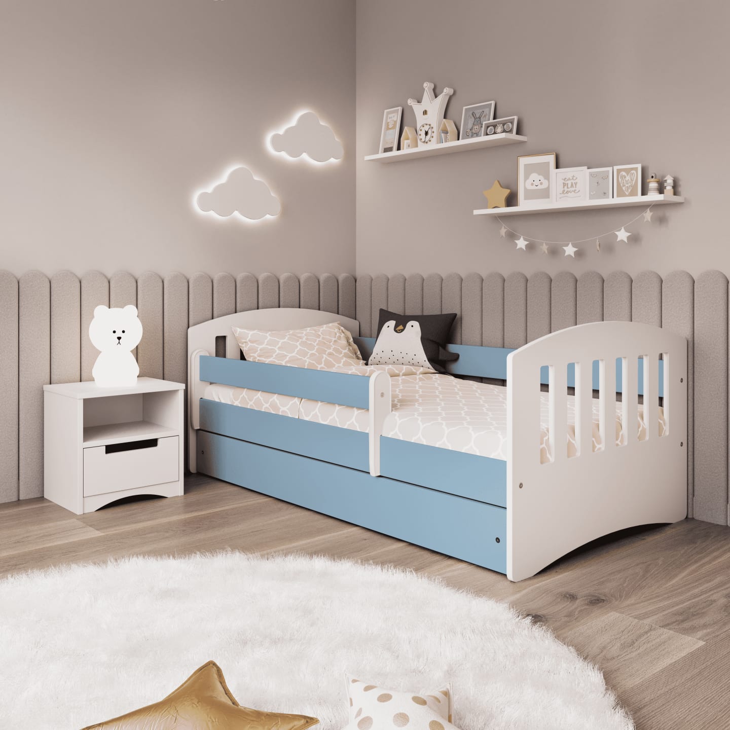 Lit Enfant à barrière 140x80 cm avec tiroir - matelas non inclus (Kocot Kids) - Image 2