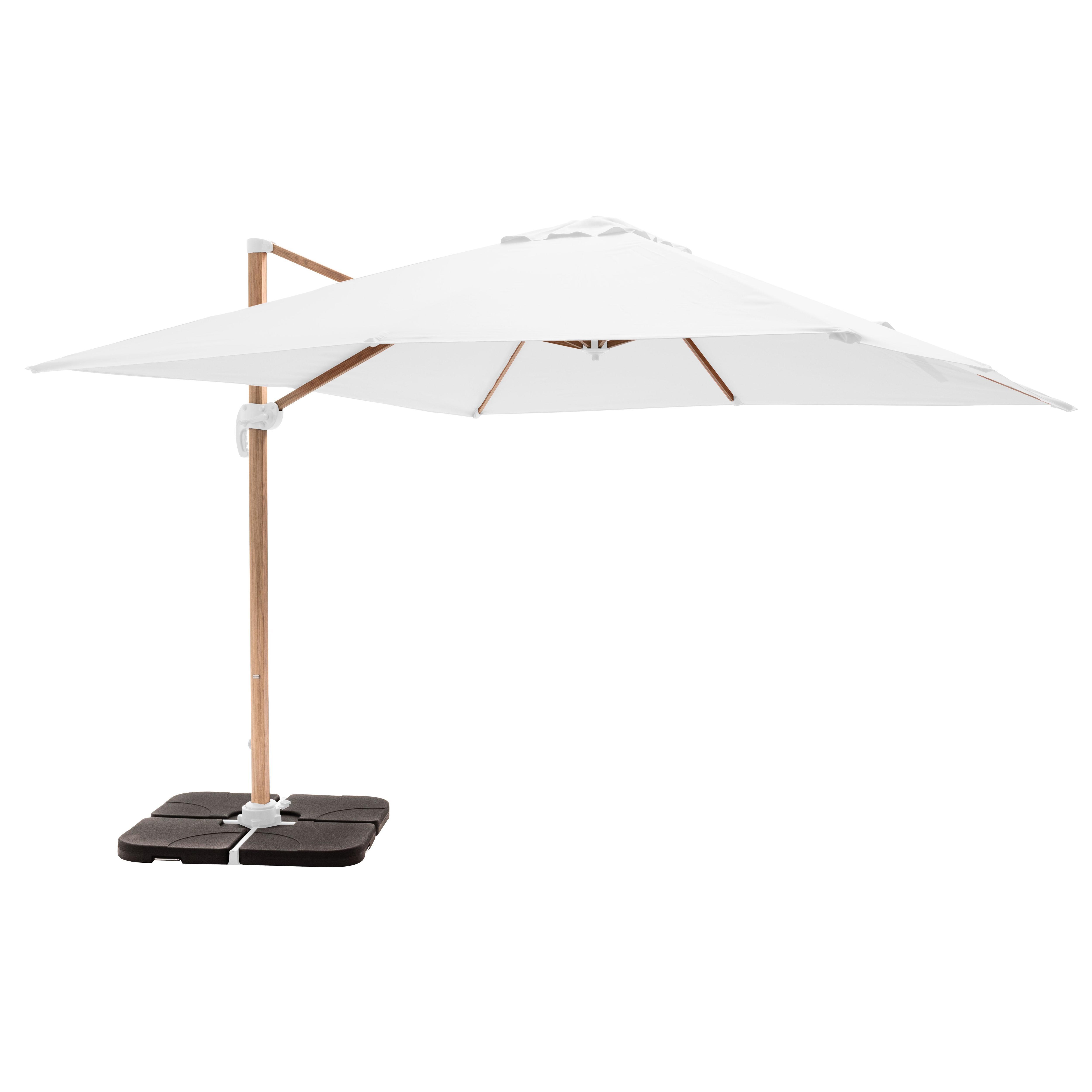 Parasol déporté 3x3m et 4 dalles à remplir effet bois blanc