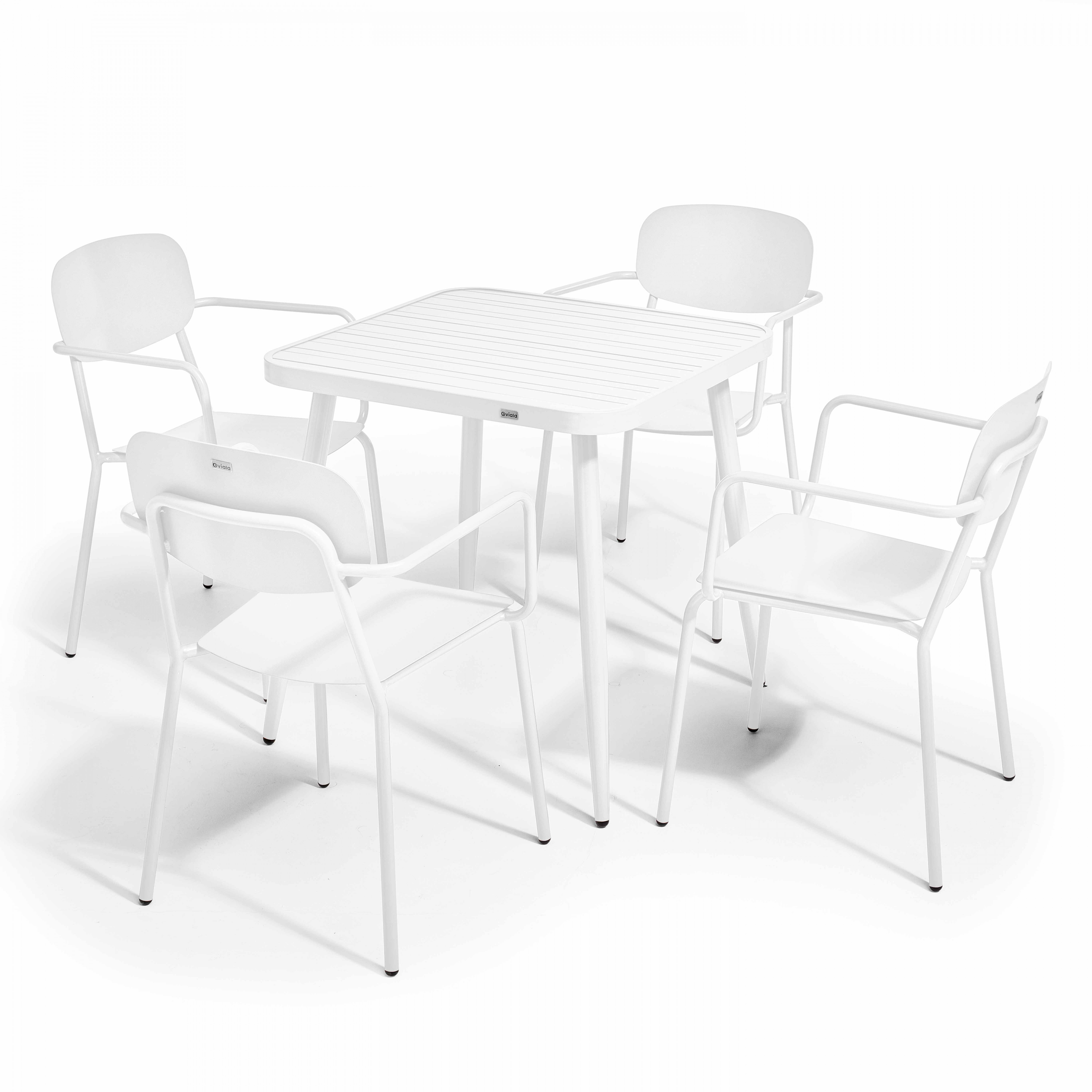 Ensemble table de jardin et 4 fauteuils en aluminium blanc