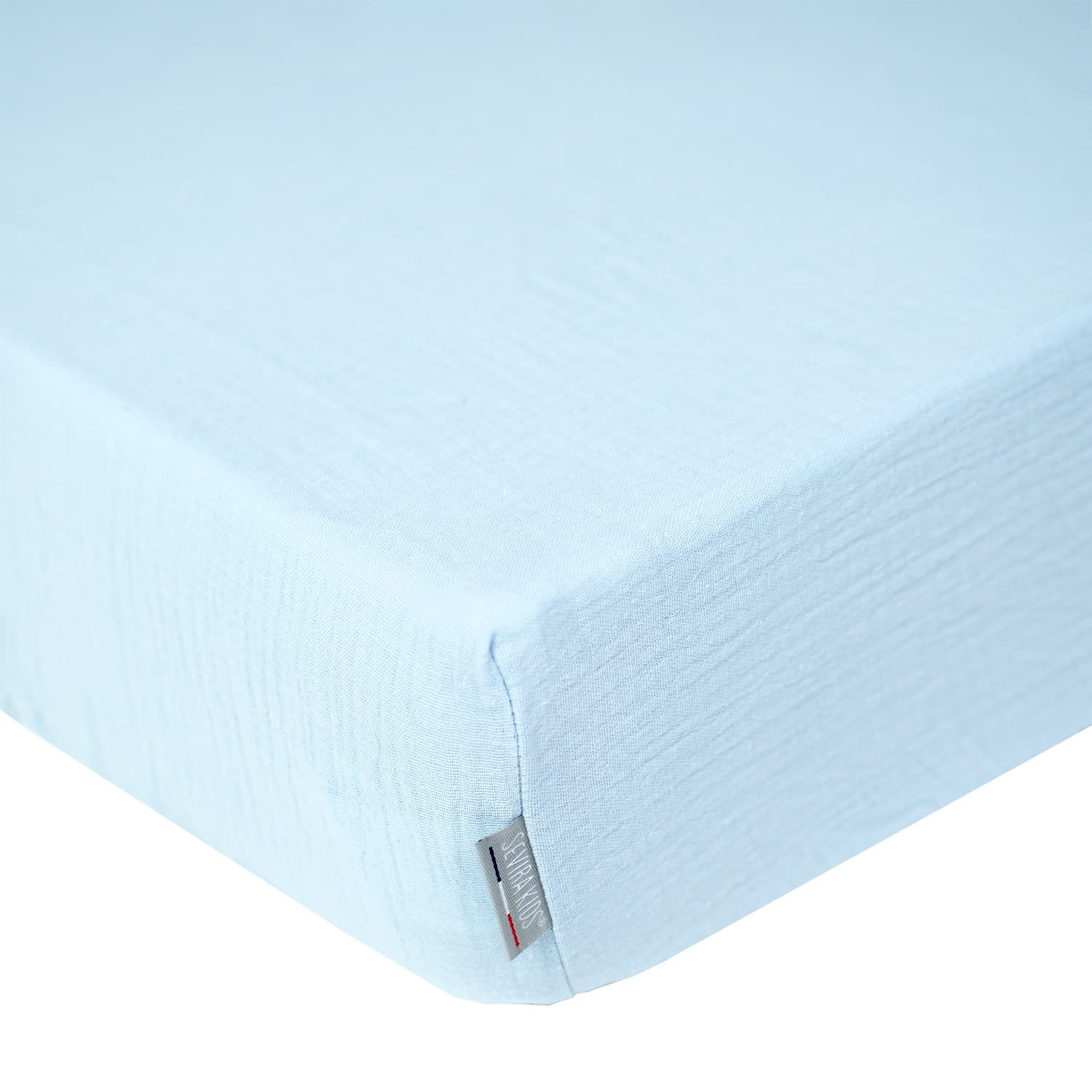 Drap housse uni en gaze de coton 70x140