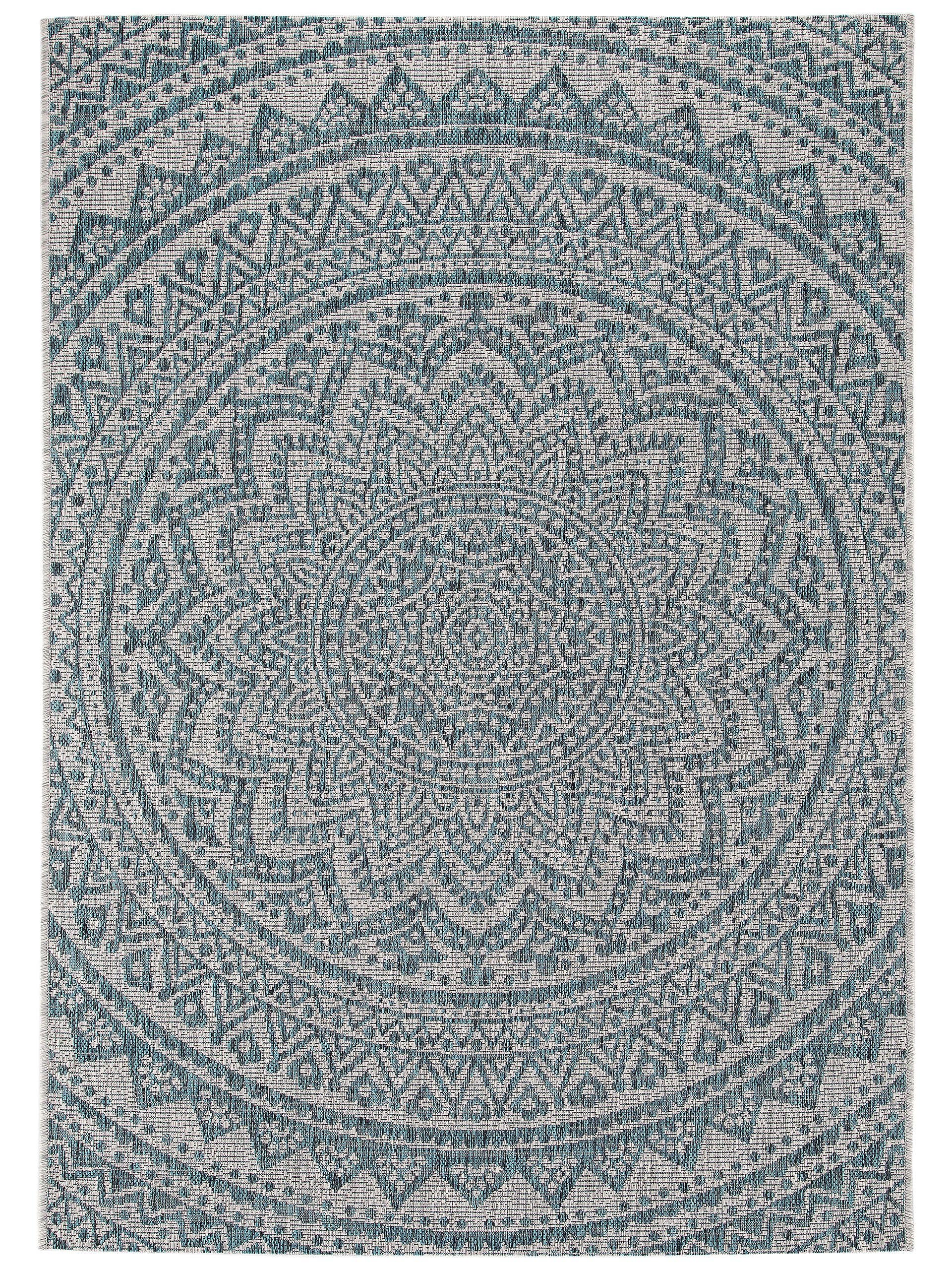 Tapis d'extérieur & intérieur beige/bleu 200x290