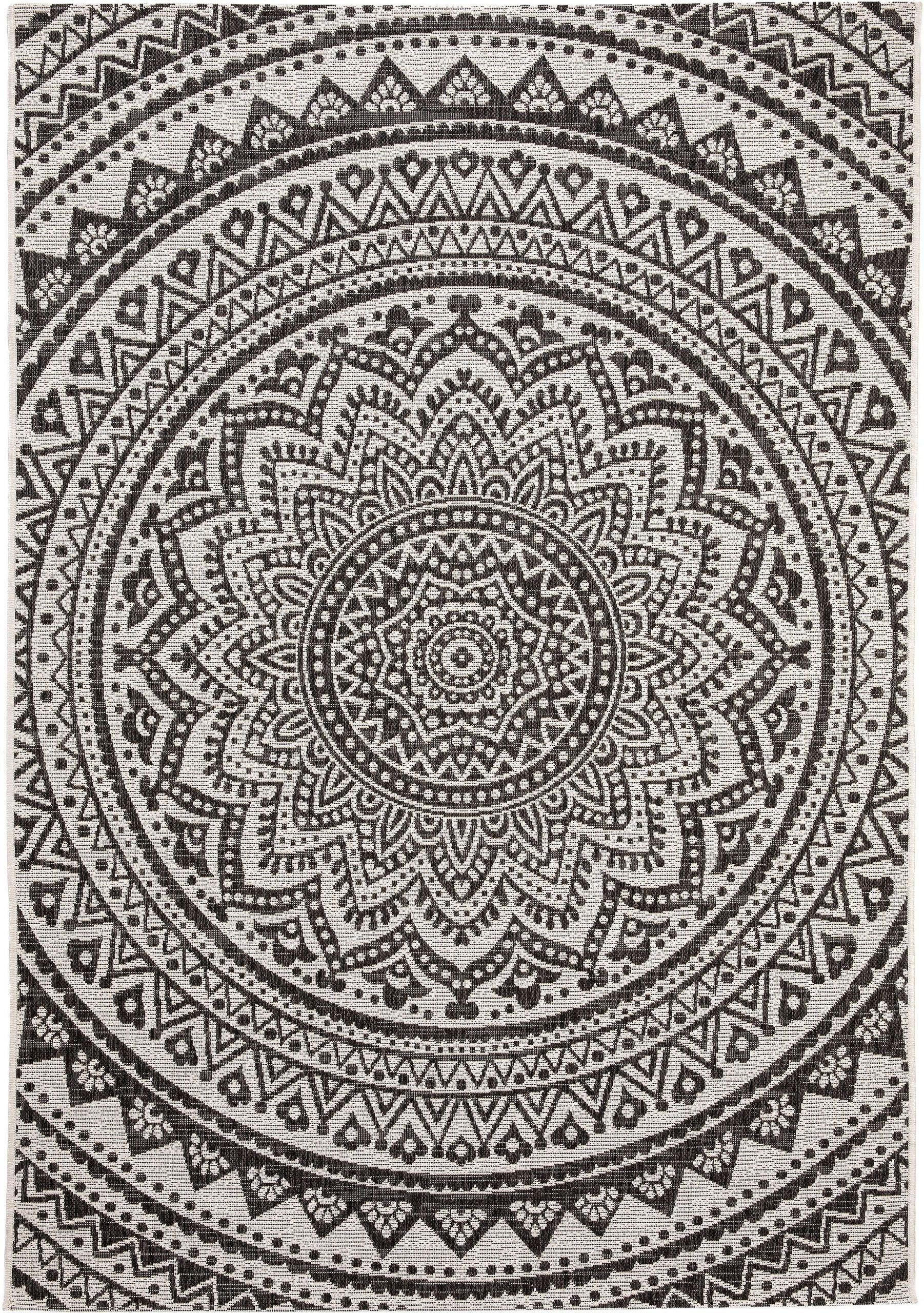 Tapis d'extérieur & intérieur blanc & noir 120x170