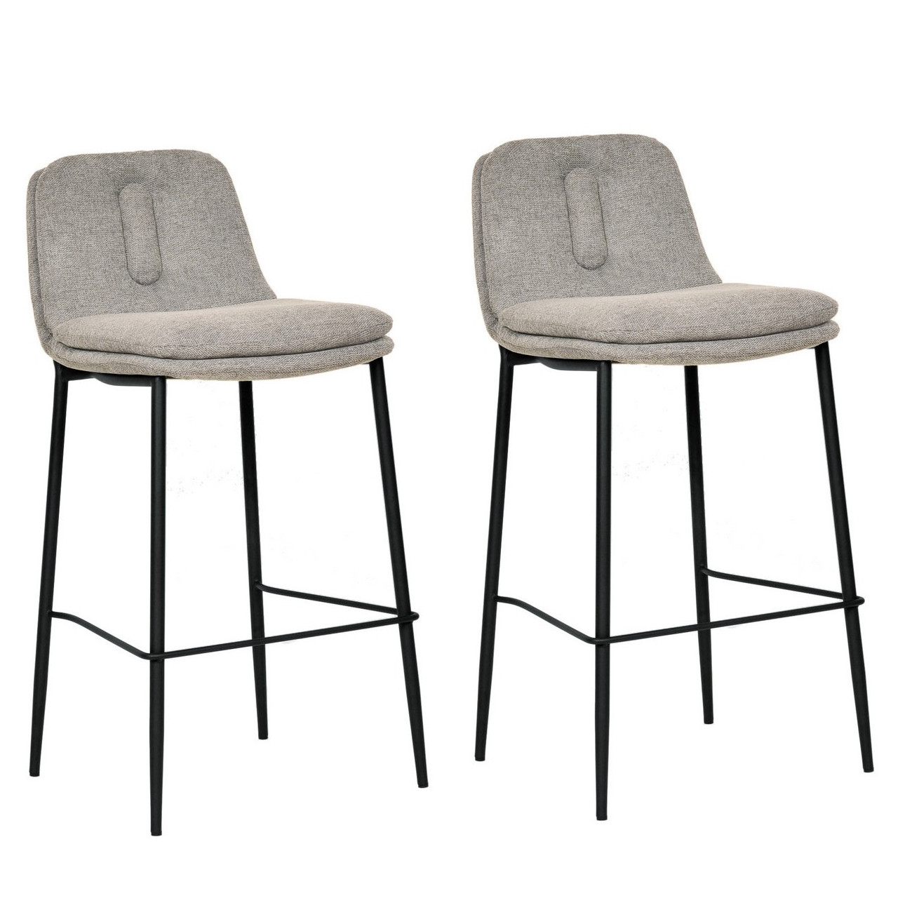 2 Chaises de bar en tissu gris clair