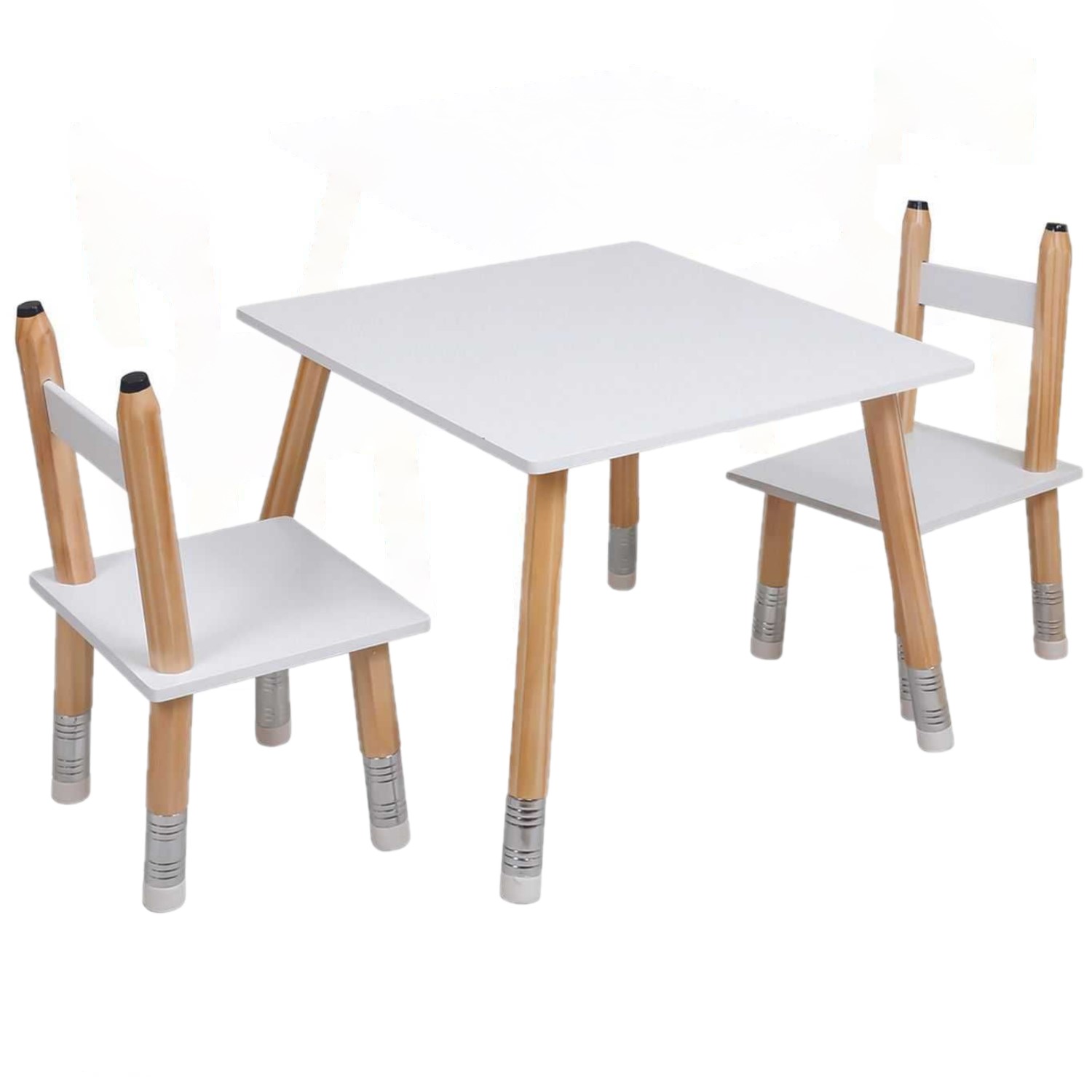 Table pour enfant avec 2 chaises en mdf blanc