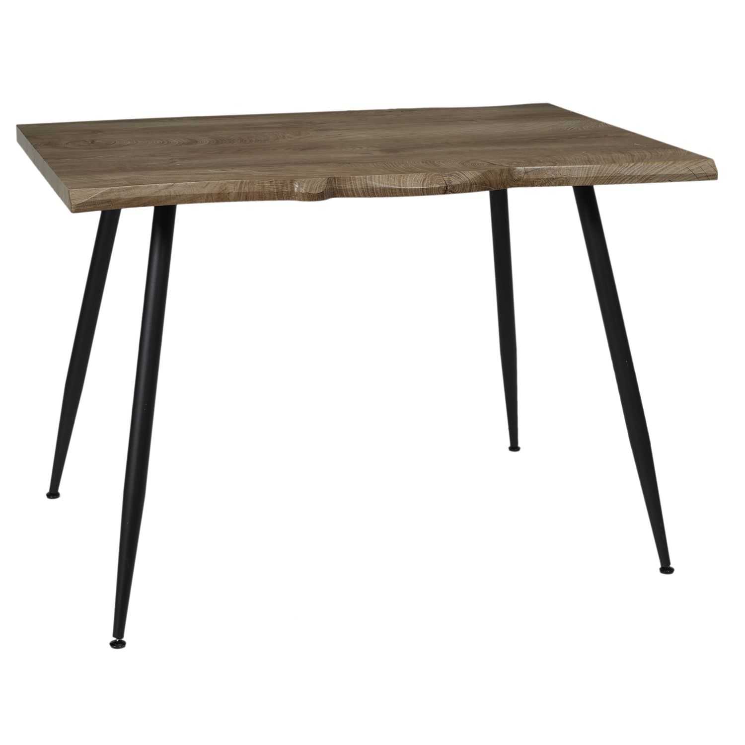 Table à manger en métal et mdf effet bois brut marron
