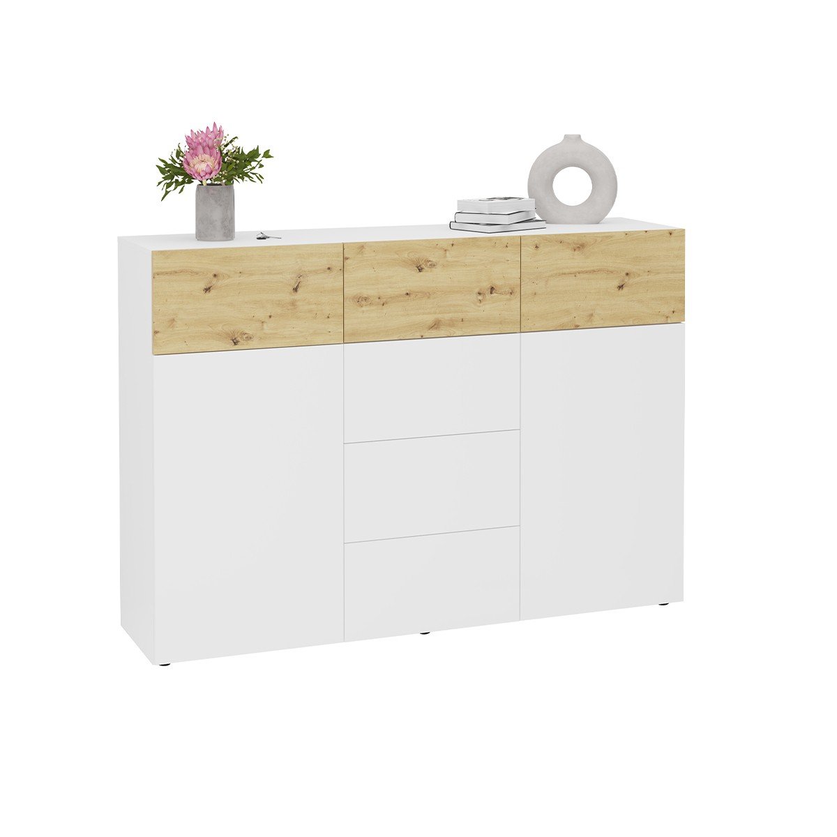 Buffet 2 portes 6 tiroirs- L163 cm – Blanc
