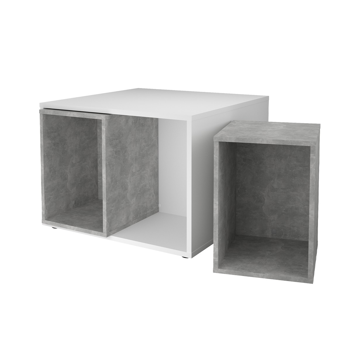 Table basse avec 4 éléments amovibles- L71,5 cm – Blanc / Gris
