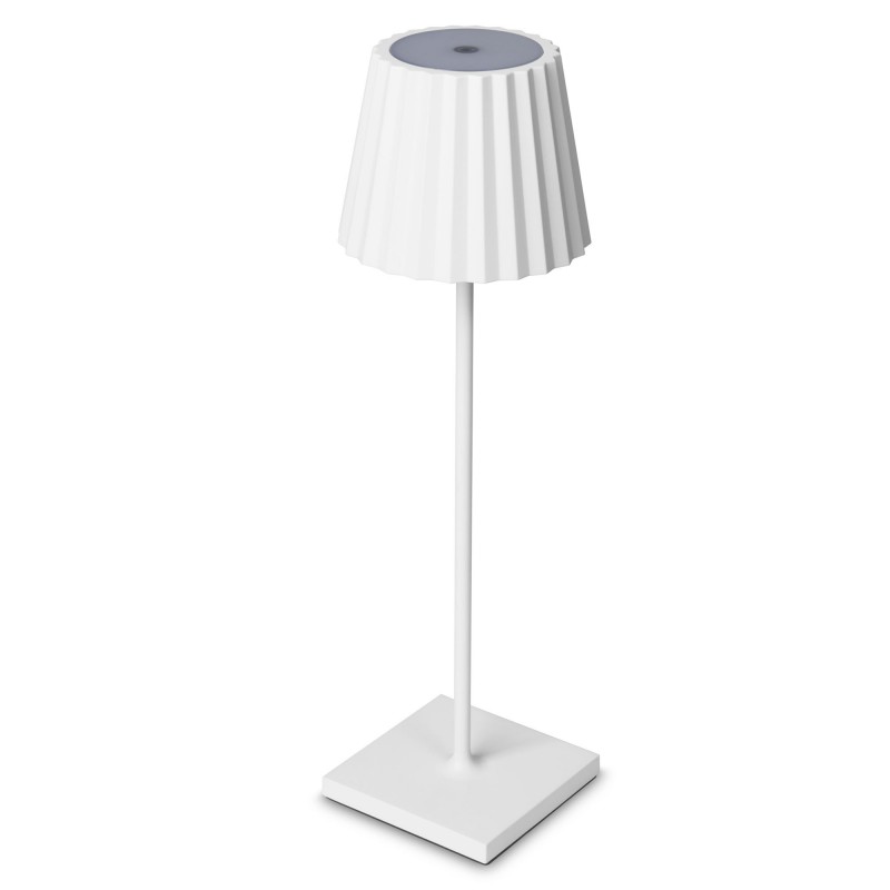 lampe de table led portable et réglable en métal blanc