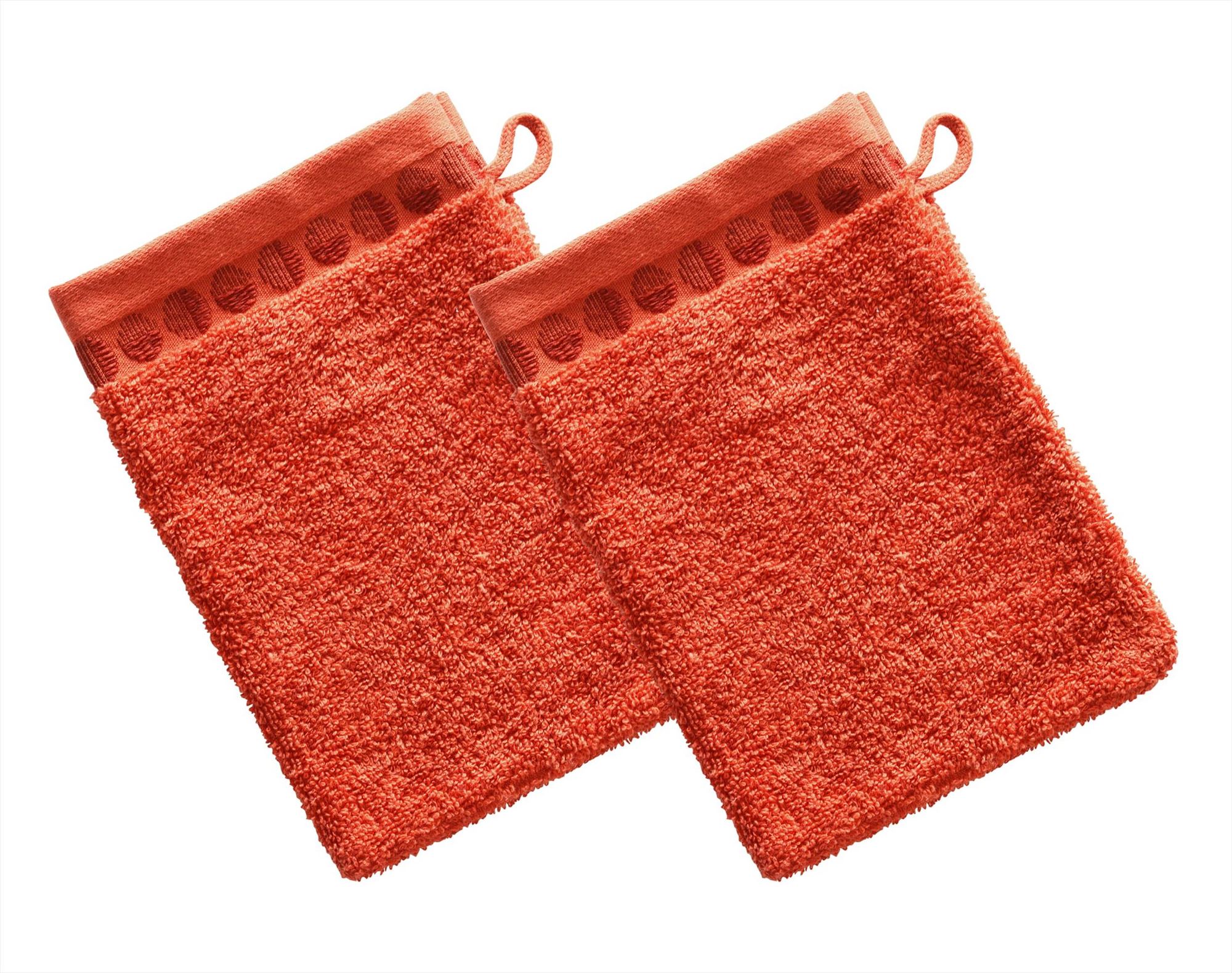 lot de 2 gants de toilette 15x21 orange terracotta en coton 450 g/m²