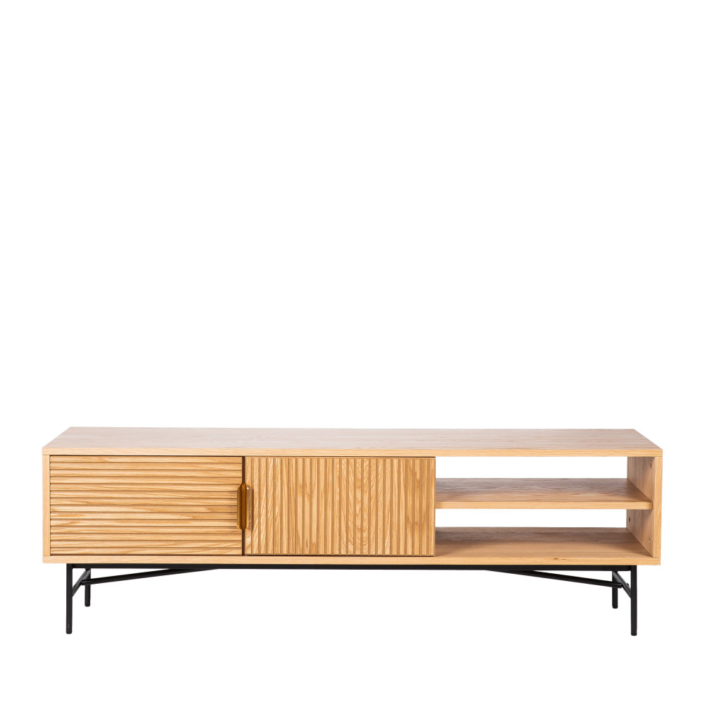 Meuble TV 2 portes en bois L160cm – Bois clair