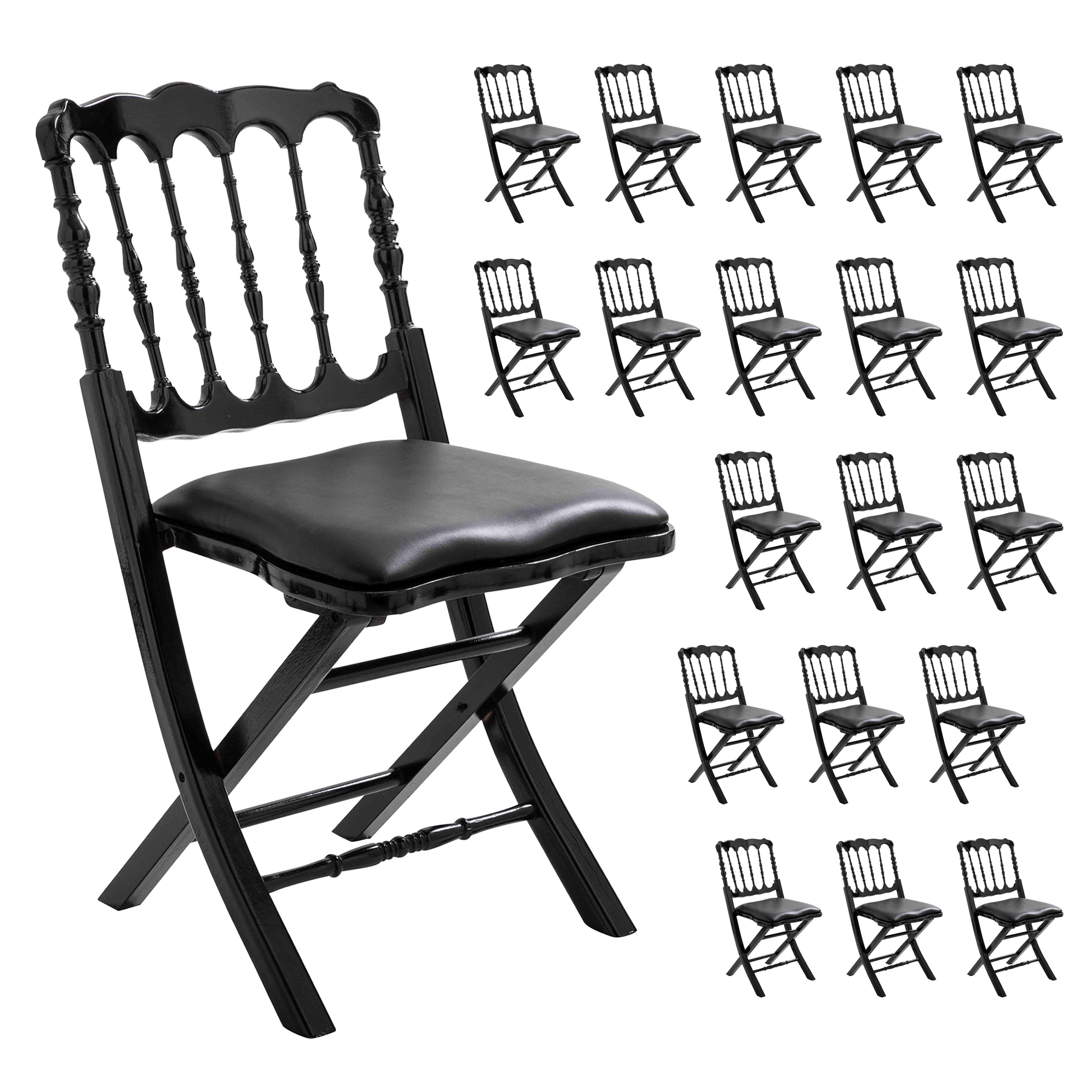 Lot de 20 chaises pliantes NAPOLEON III noir