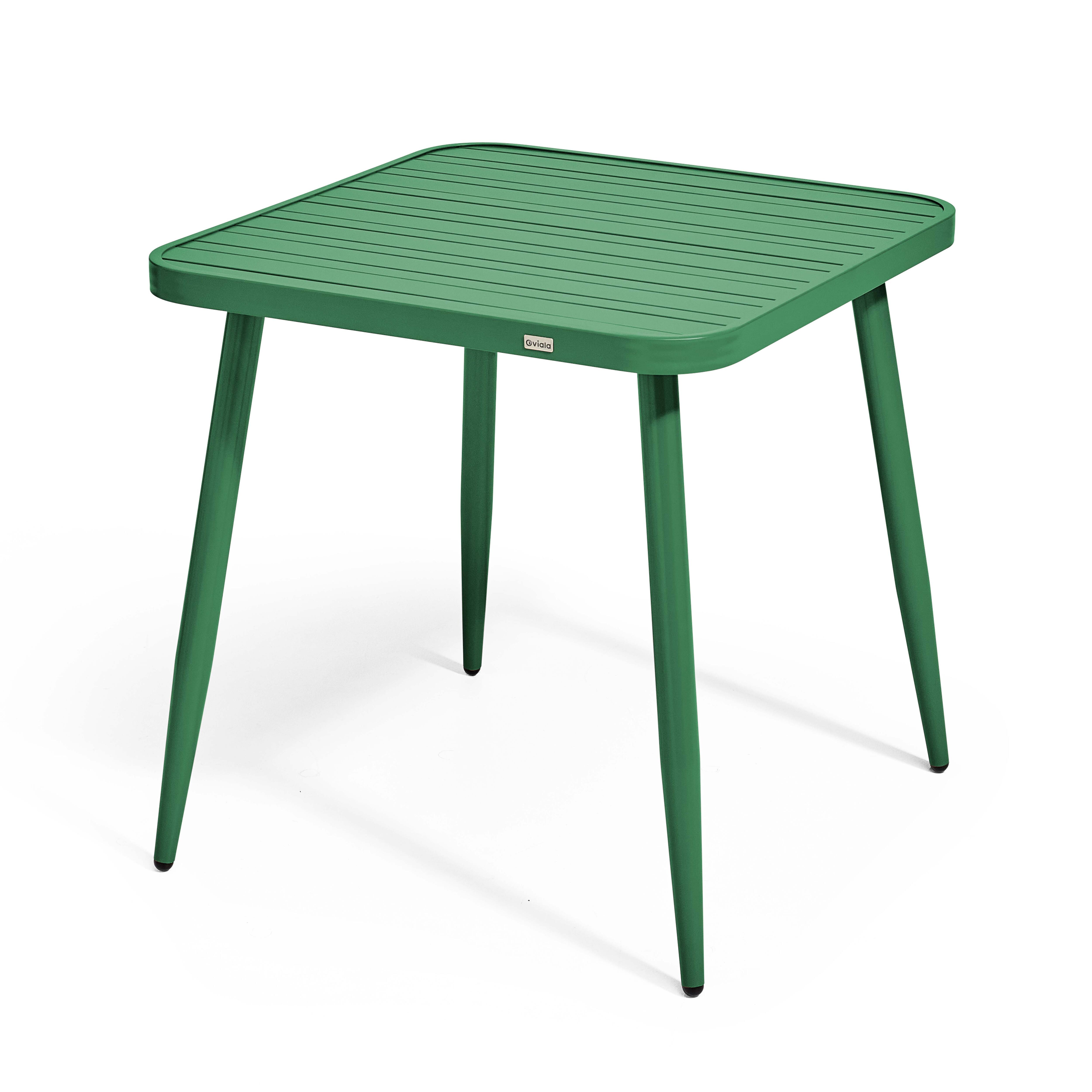 Table de jardin carrée en aluminium vert olive