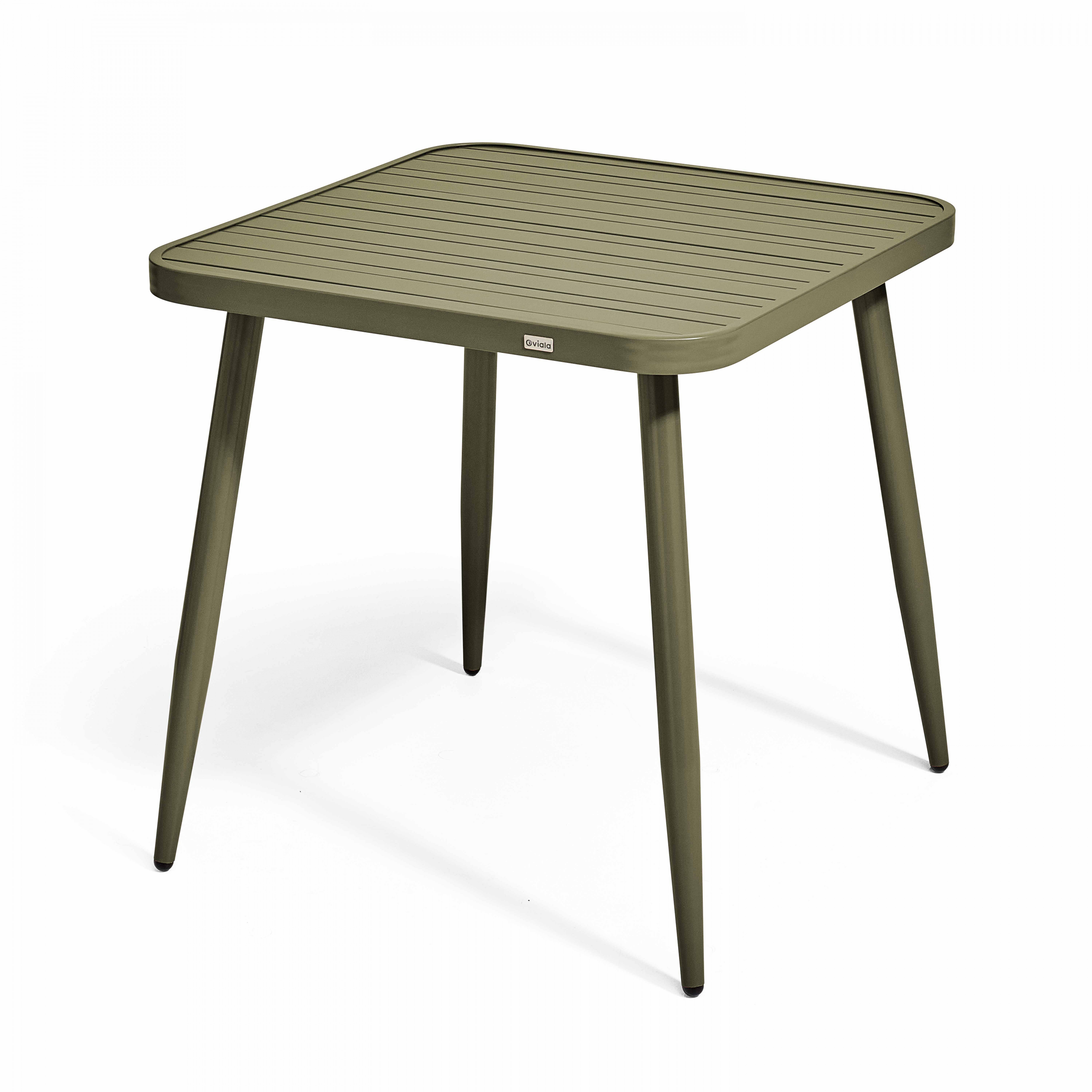 Table de jardin carrée en aluminium vert kaki