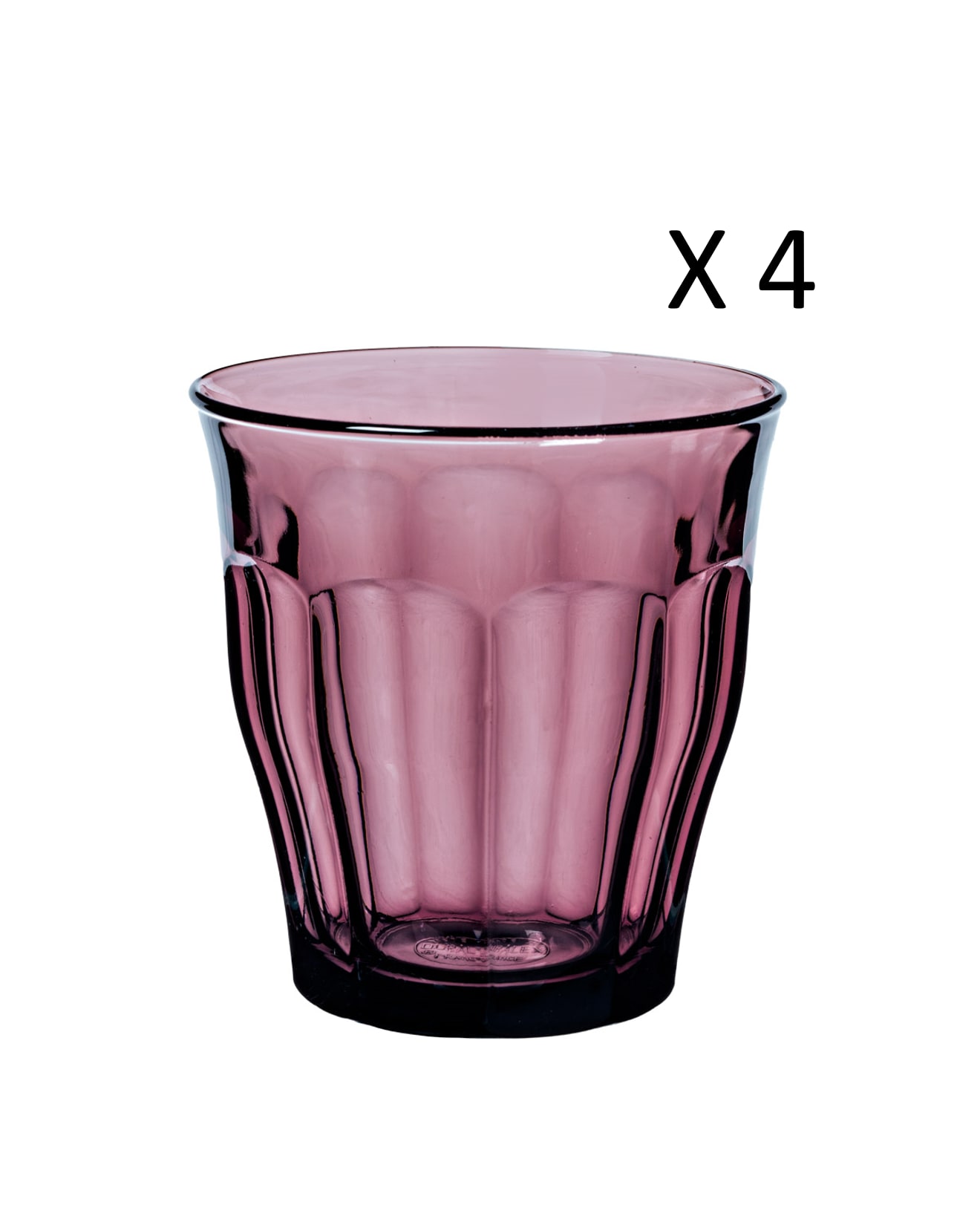 lot de 4 - verre à eau 25 cl en verre trempé résistant teinté prune