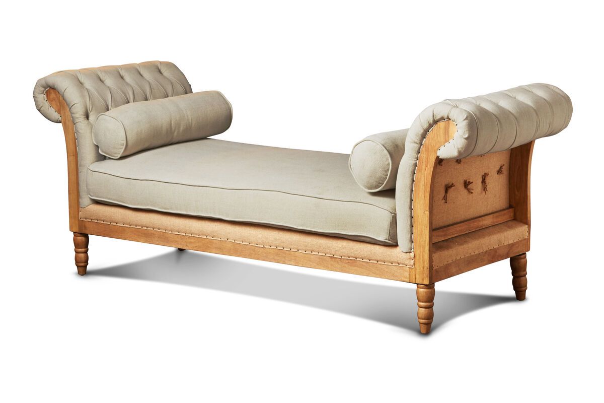 Banquette 2 places en tissu beige