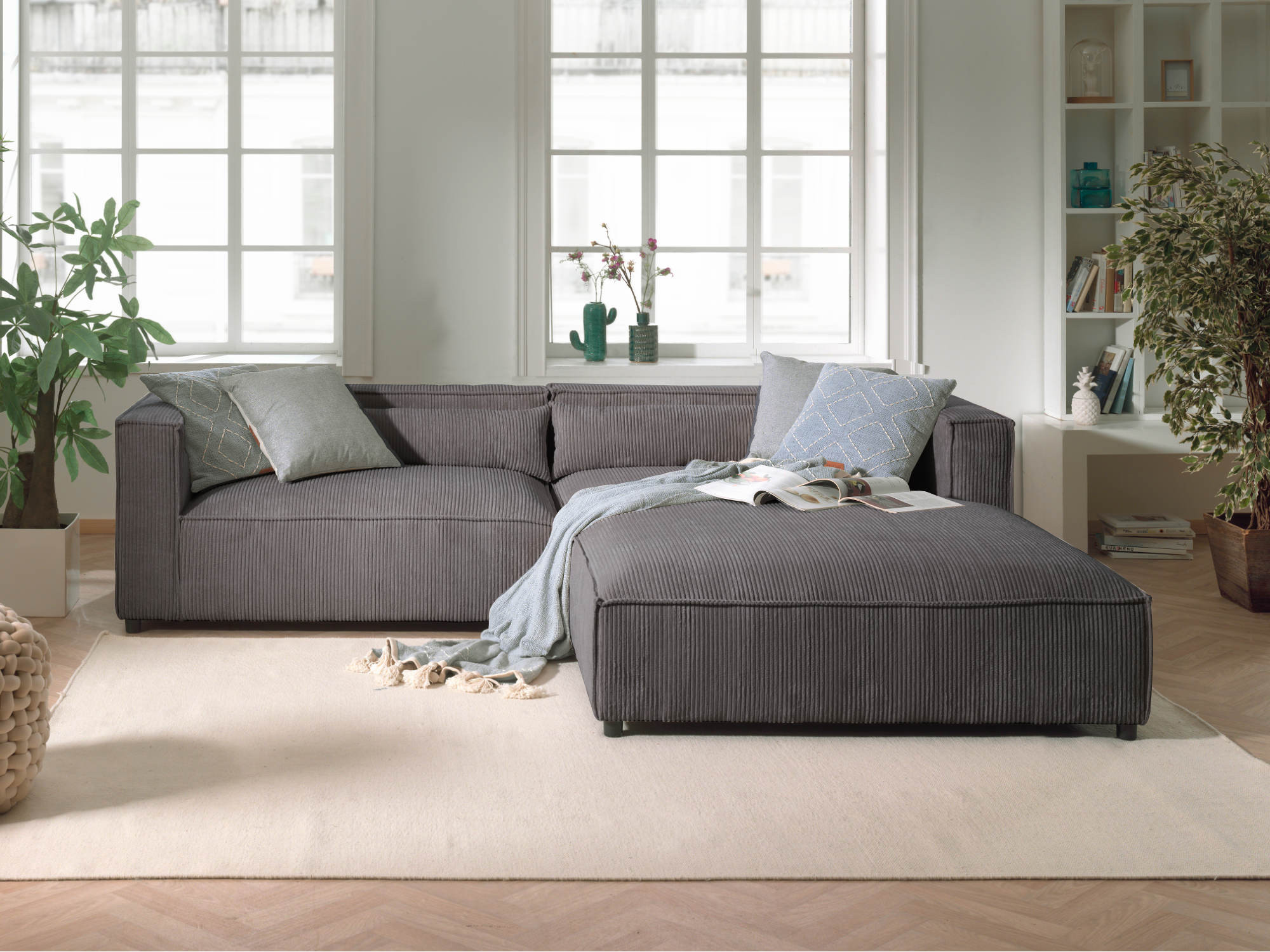 ela - Canapé velours côtelé Gris - Vue supplémentaire 2