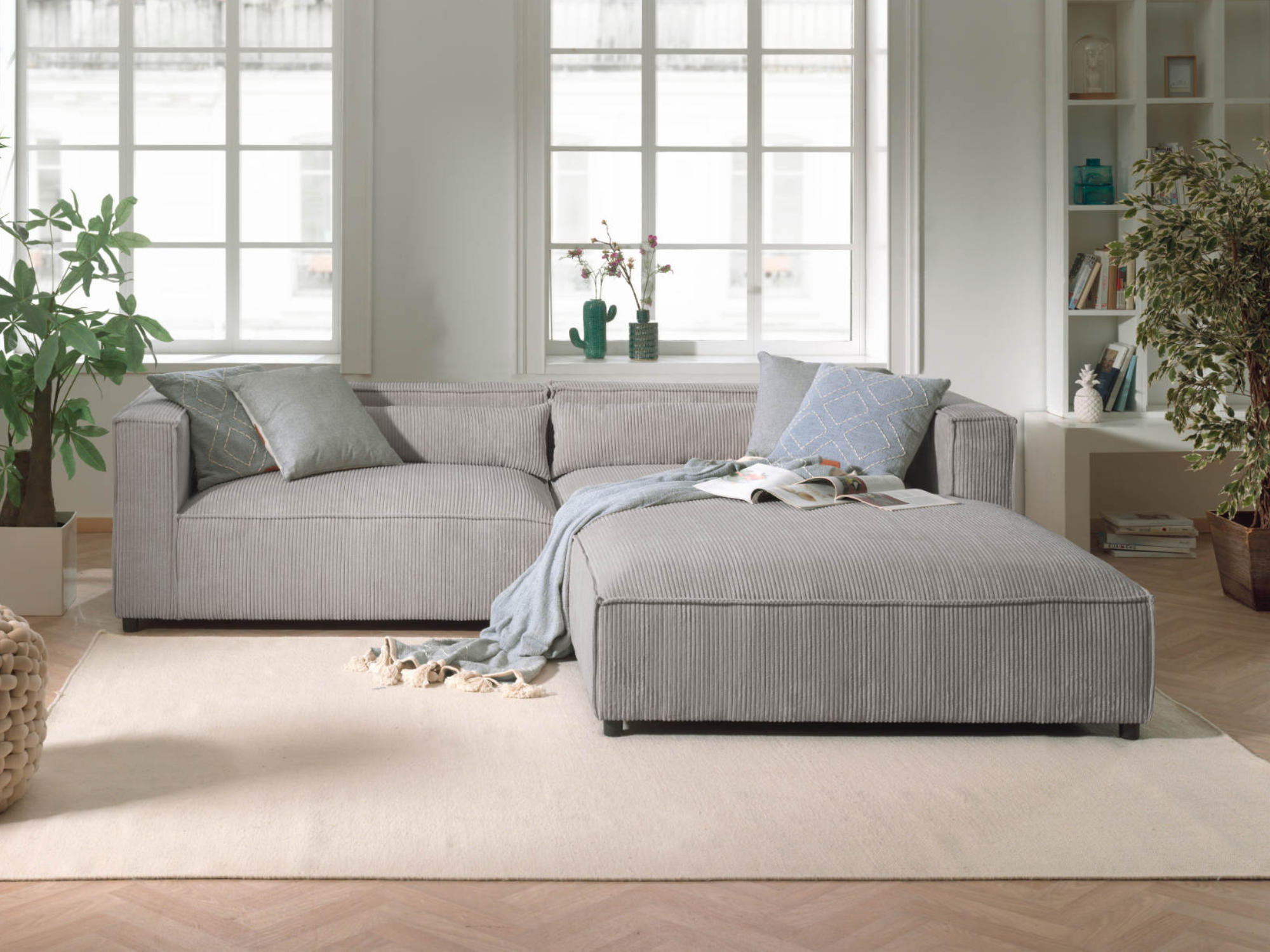 ela - Canapé velours côtelé Gris - Vue supplémentaire 2