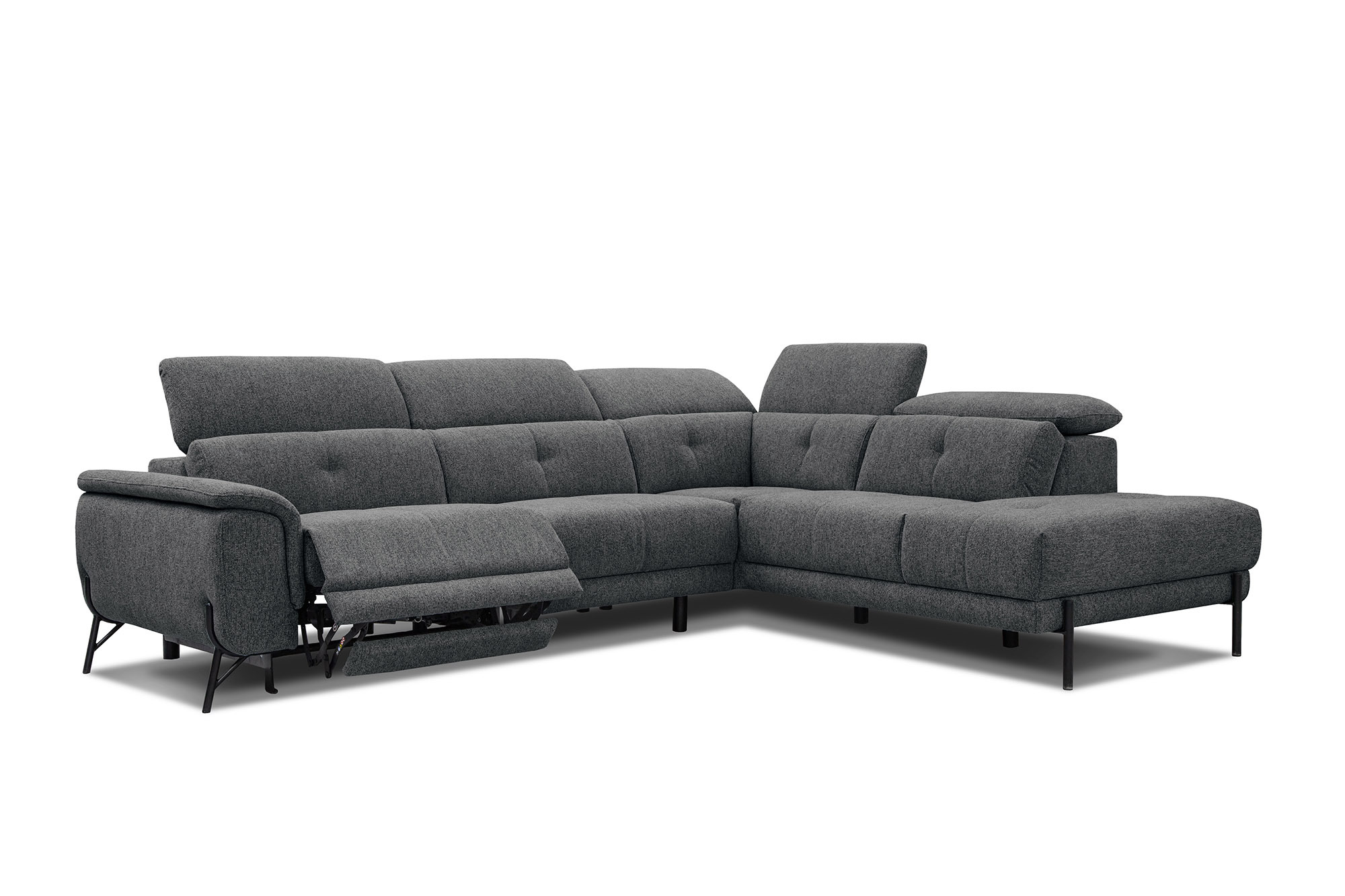 Canapé d'angle 5 places Noir Tissu Moderne Confort Promotion