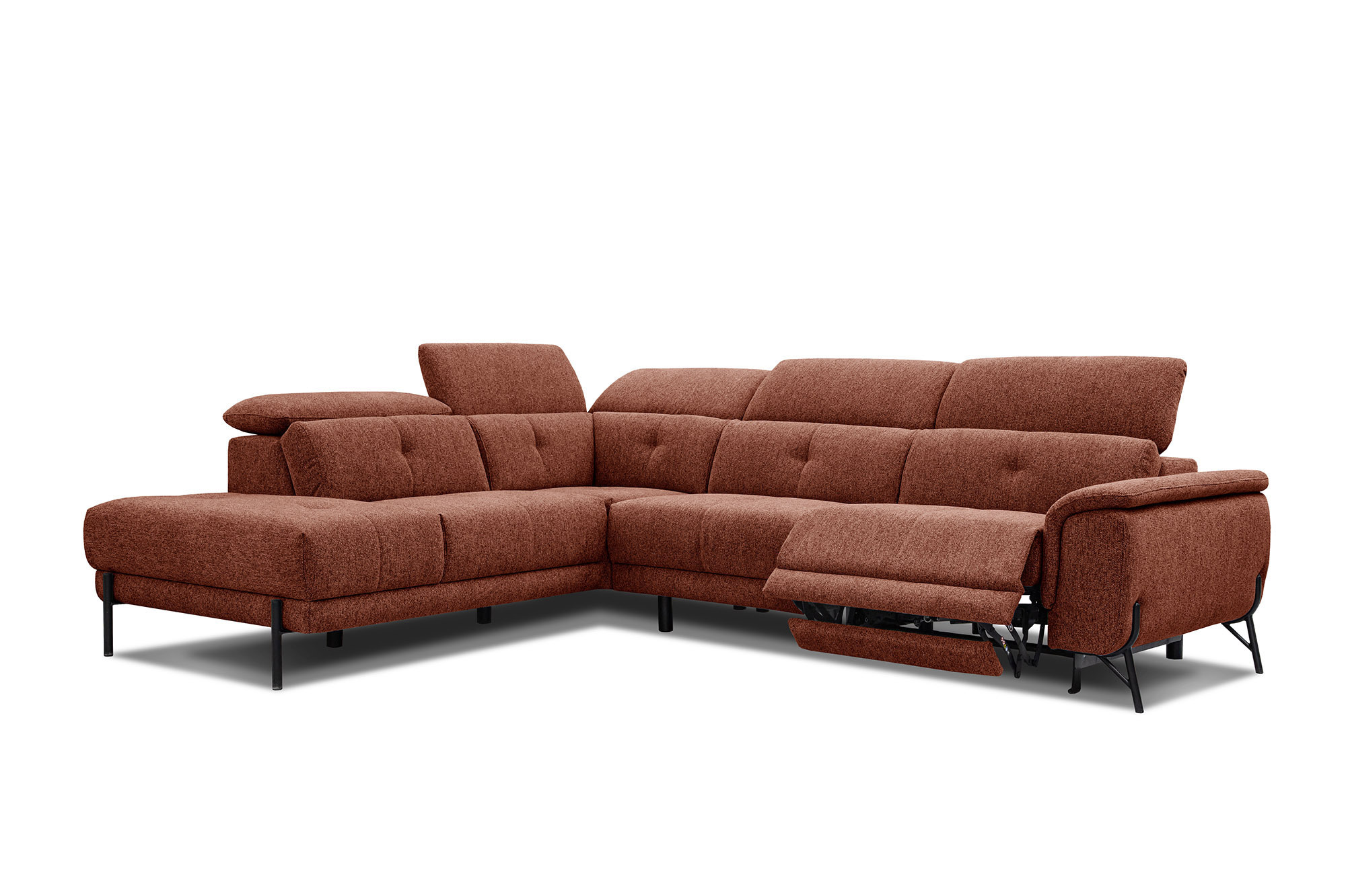 Canapé d'angle 5 places Noir Tissu Moderne Confort Promotion