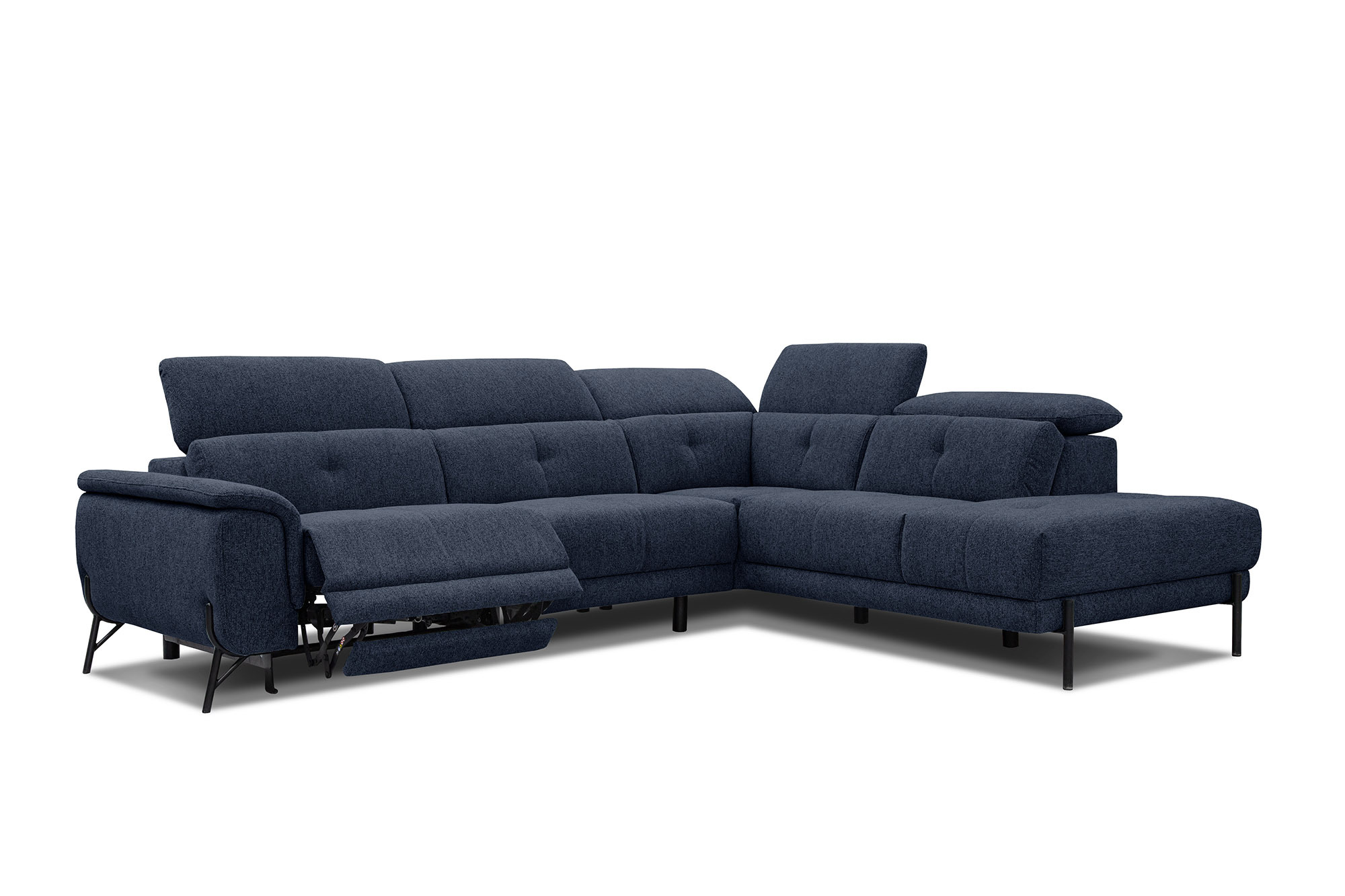 Canapé d'angle 5 places Bleu Tissu Moderne Confort
