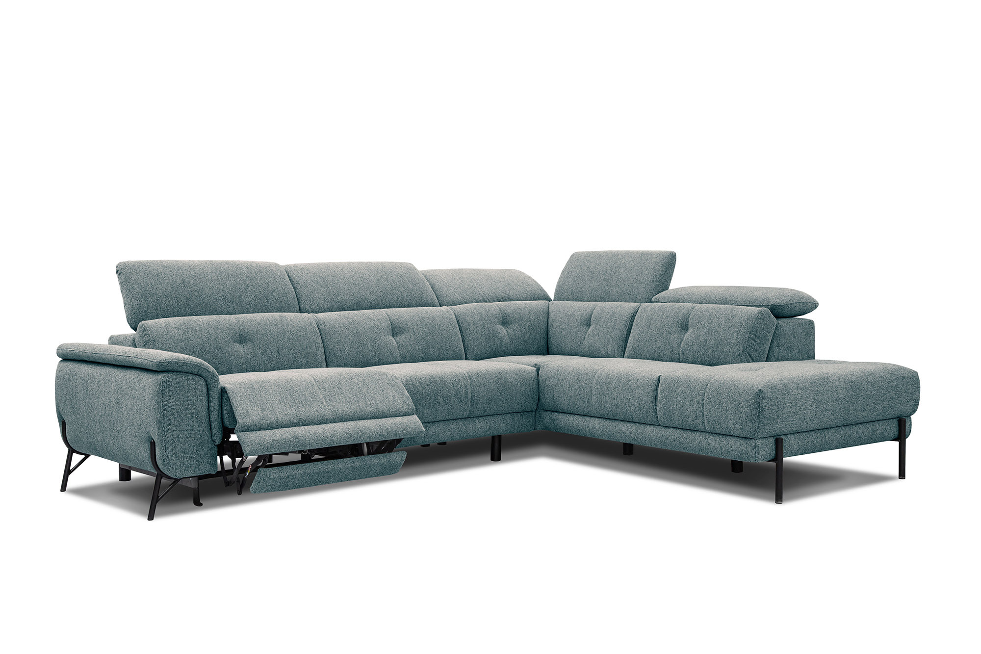 Canapé d'angle 5 places Noir Tissu Moderne Confort